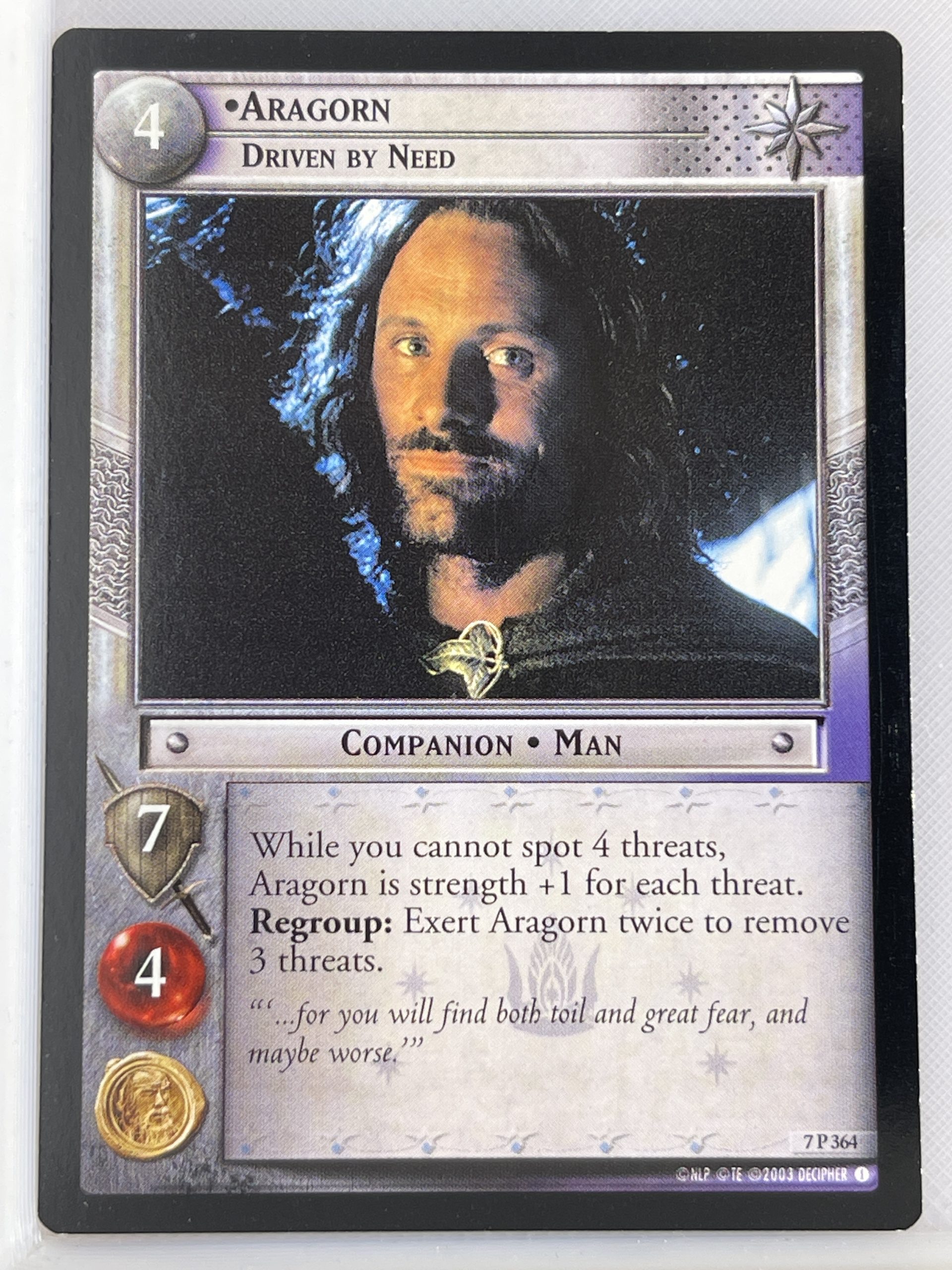 LORD OF THE RINGS TCG RETURN OF THE KING RARE CARD 7R364 ARAGORN lp