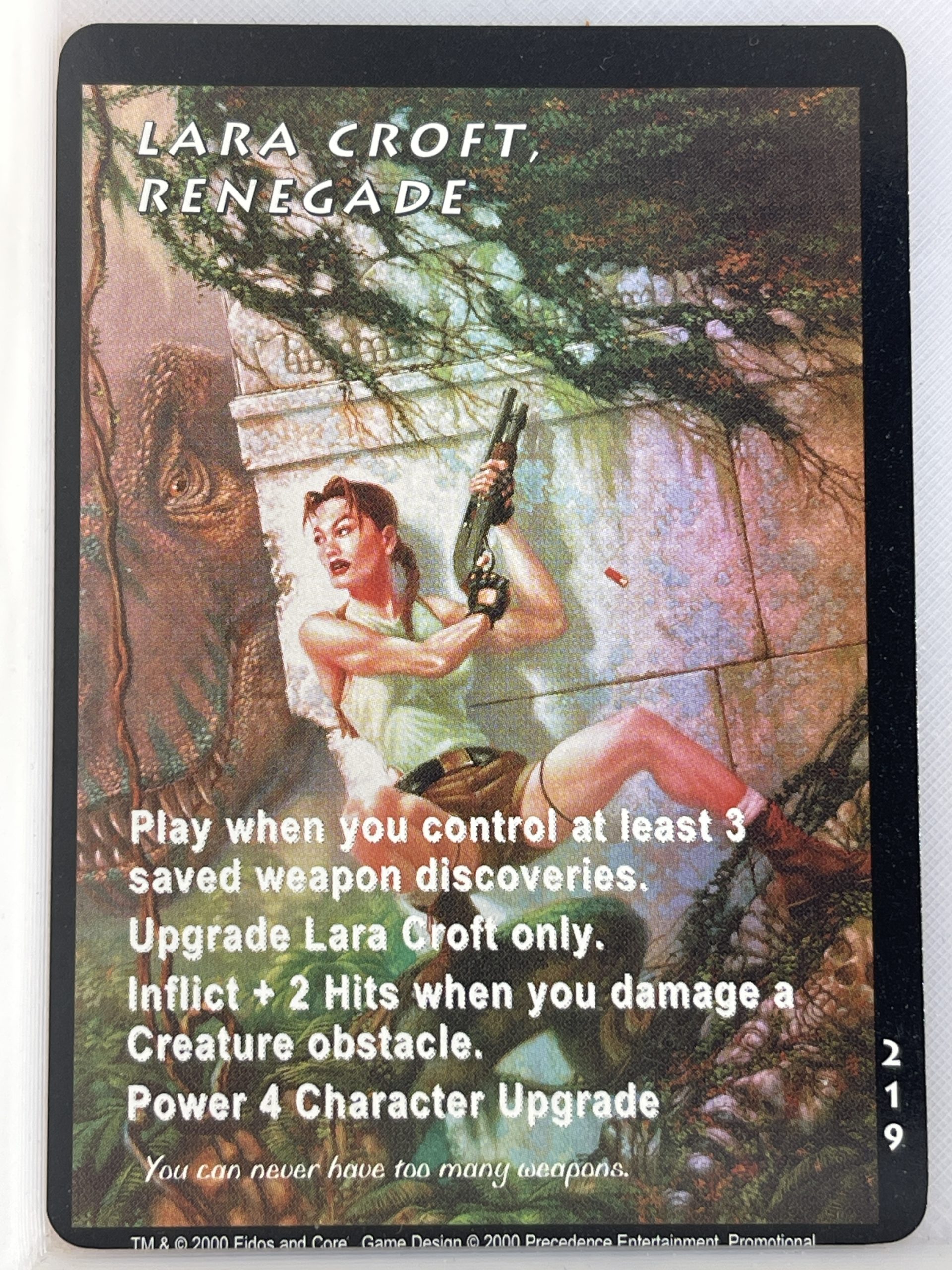 TOMB RAIDER CCG BIG GUNS BOX TOPPER CARD 219 LARA CROFT, RENEGADE (miscut)