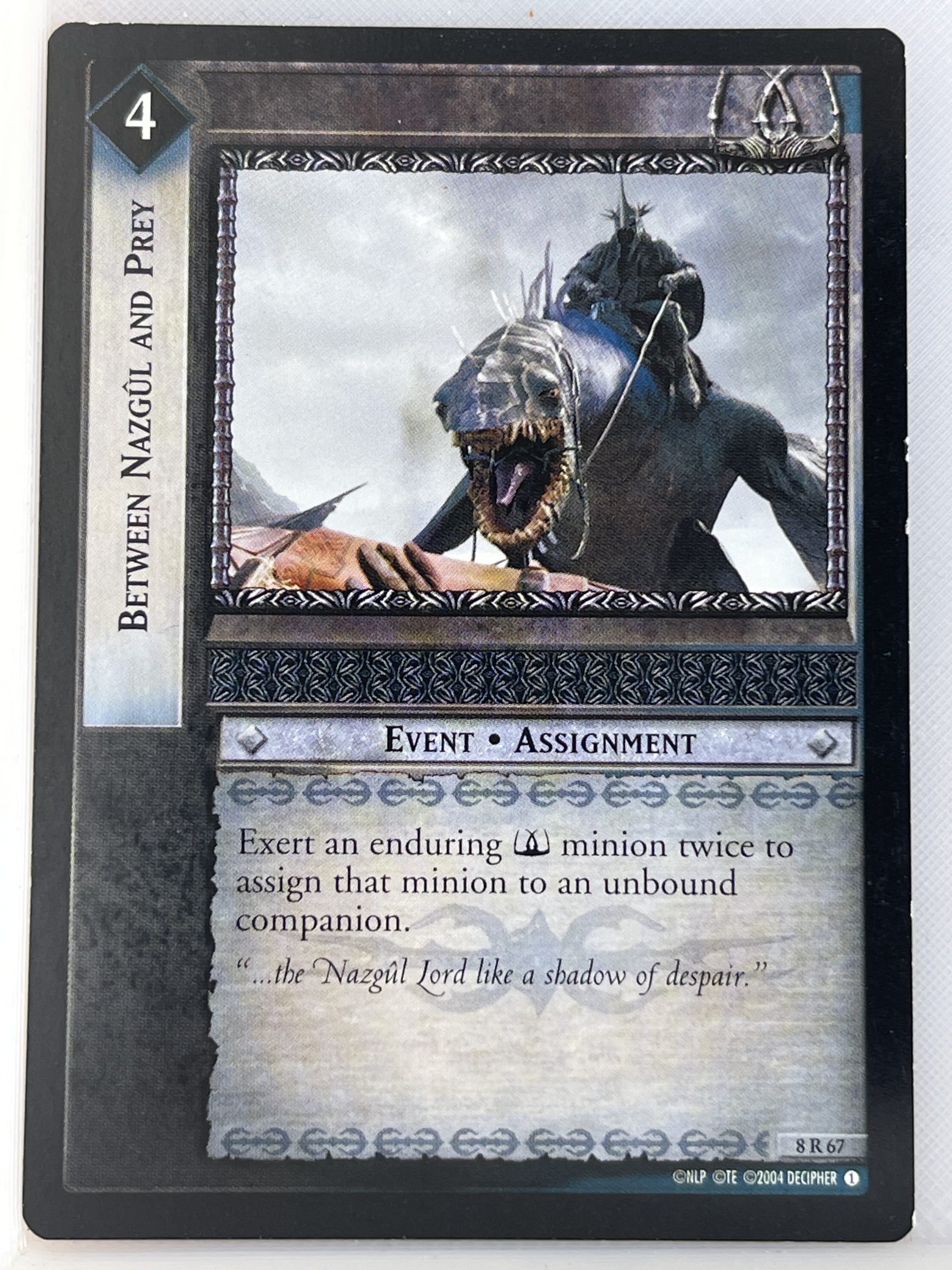 LORD OF THE RINGS TCG SIEGE OF GONDOR RARE CARD 8R67 BETWEEN NAZGUL AND PREY lp