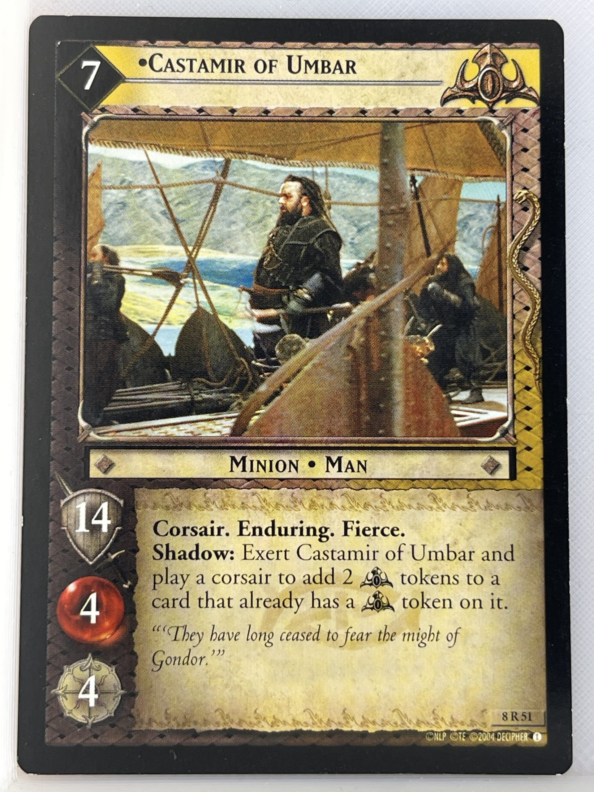 LORD OF THE RINGS TCG SIEGE OF GONDOR RARE CARD 8R51 CASTAMIR OF UMBAR lp