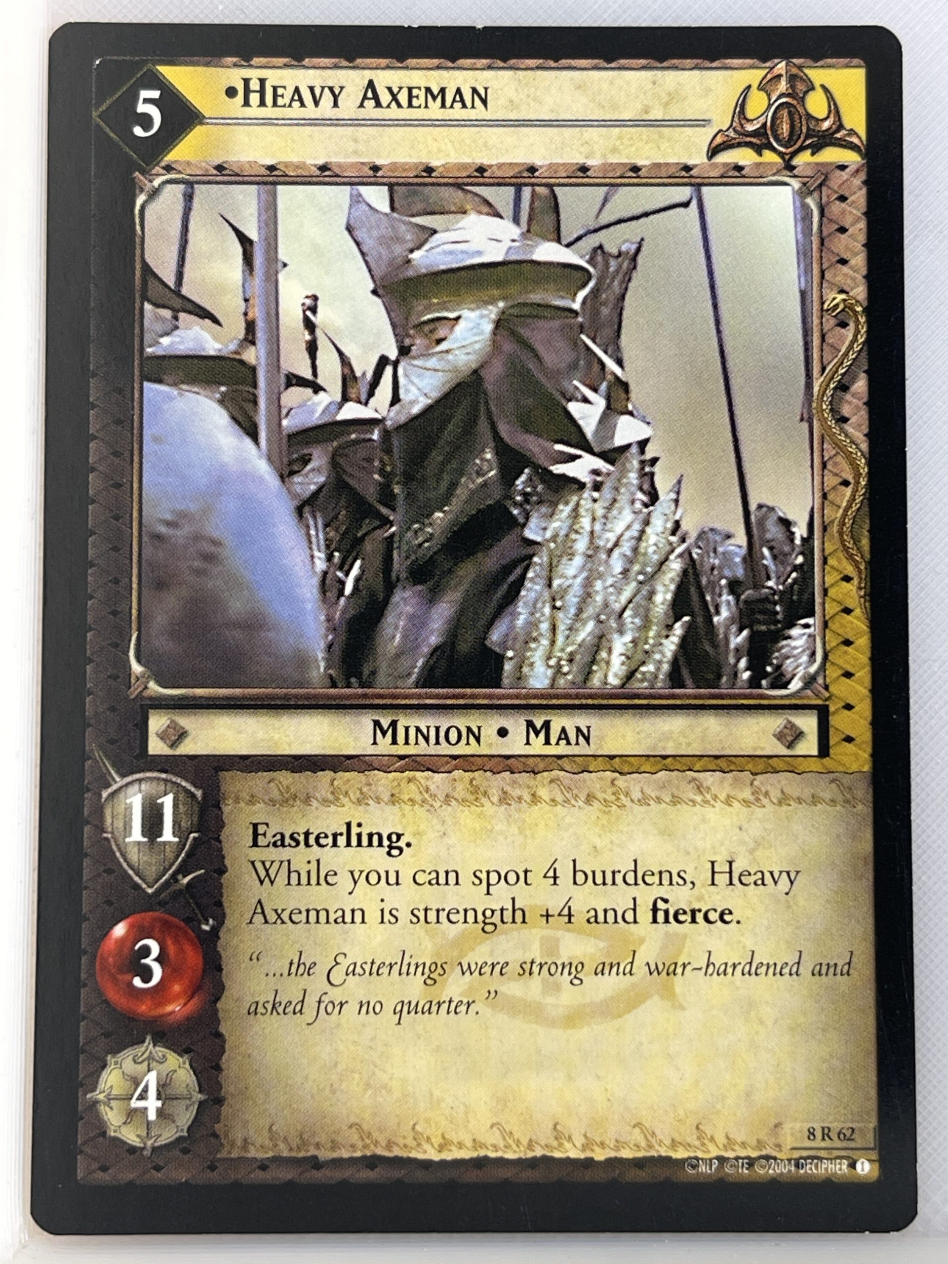 LORD OF THE RINGS TCG SIEGE OF GONDOR RARE CARD 8R62 HEAVY AXEMAN lp