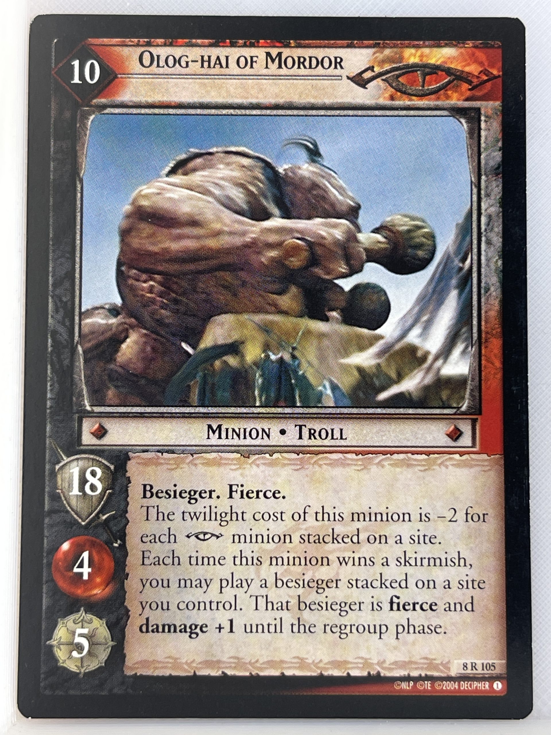 LORD OF THE RINGS TCG SIEGE OF GONDOR RARE CARD 8R105 OLOG-HAI OF MORDOR lp  - Phoenix Cards