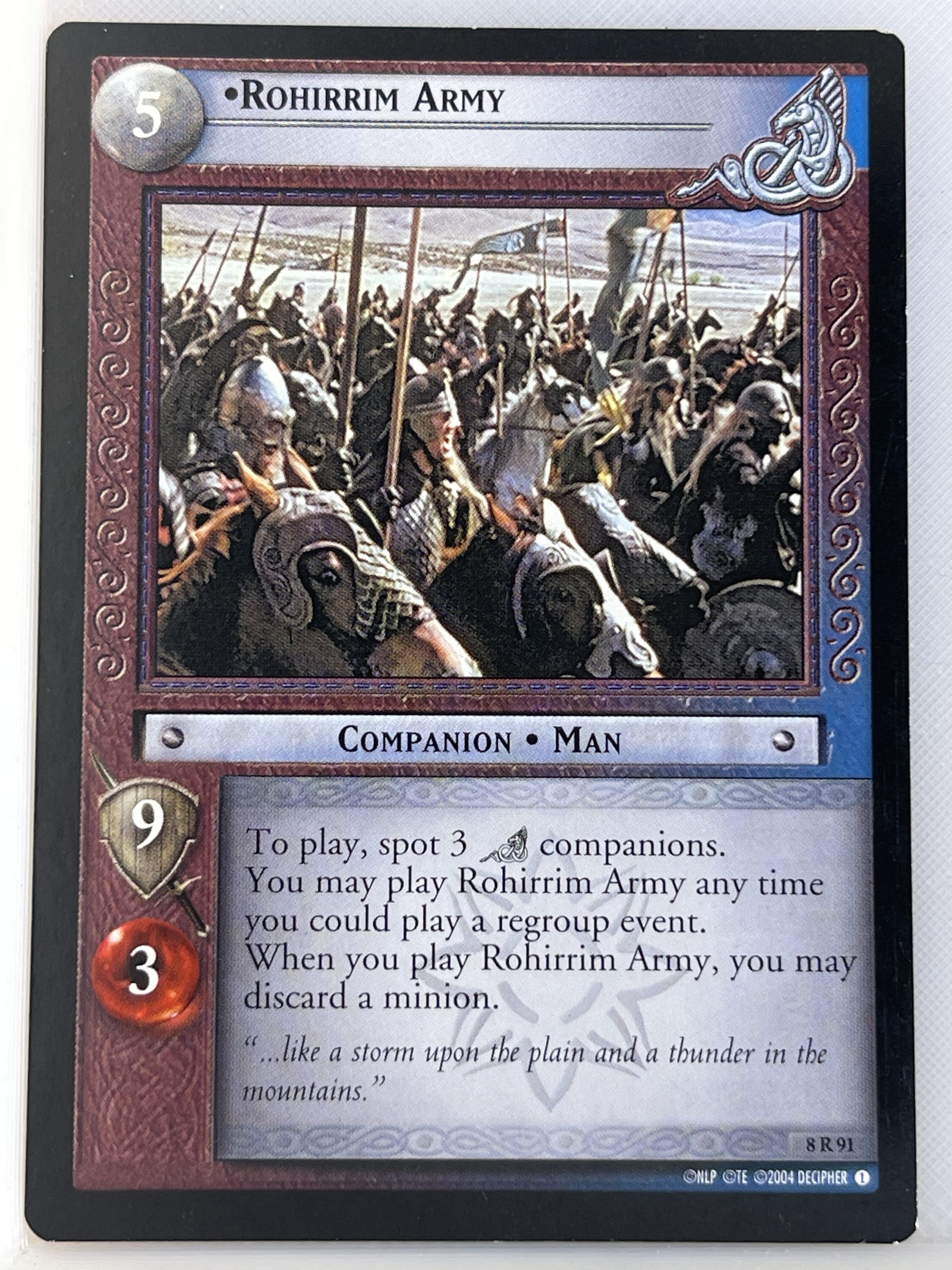 LORD OF THE RINGS TCG SIEGE OF GONDOR RARE CARD 8R91 ROHIRRIM ARMY lp
