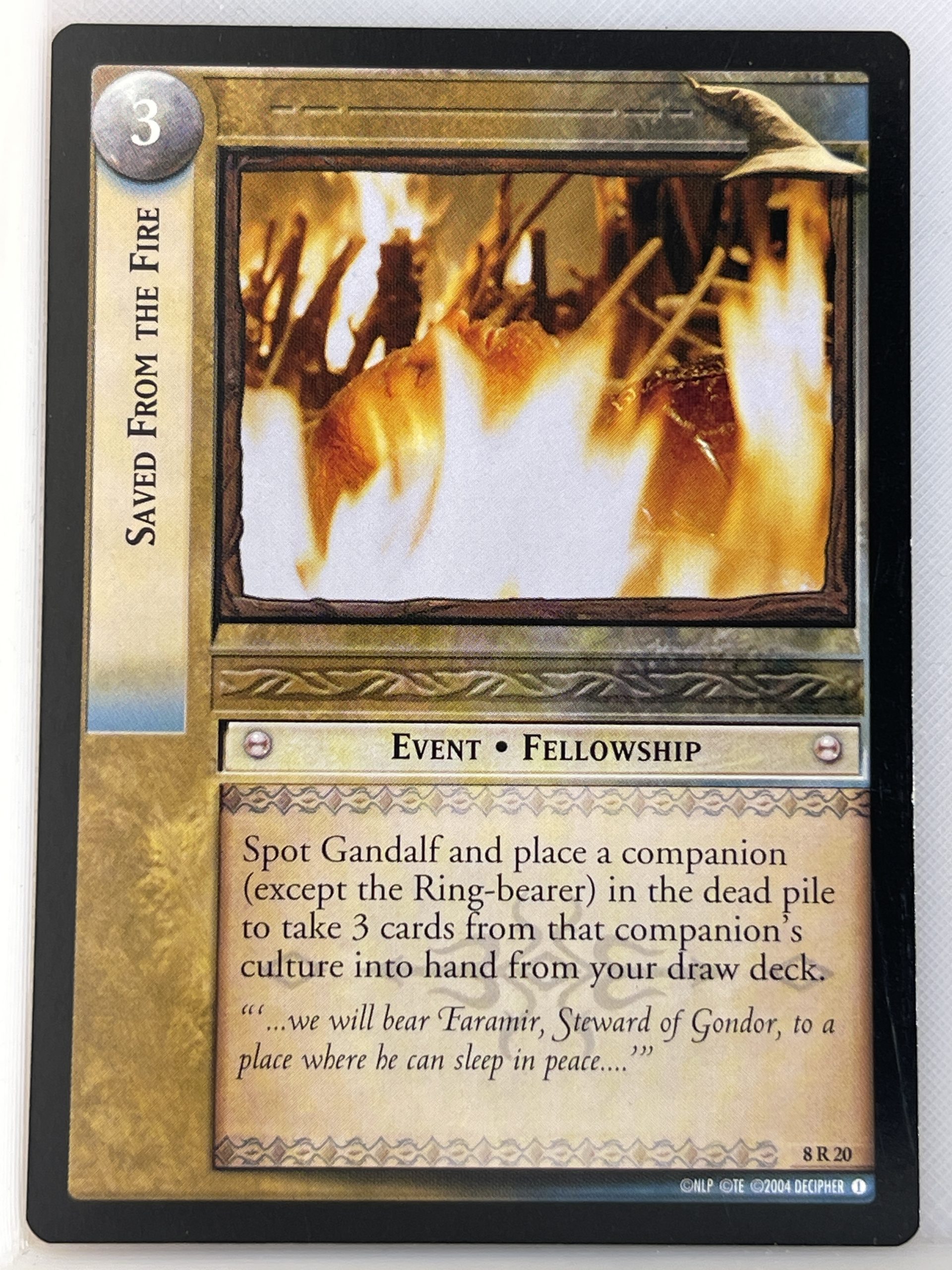 LORD OF THE RINGS TCG SIEGE OF GONDOR RARE CARD 8R20 SAVED FROM THE FIRE lp