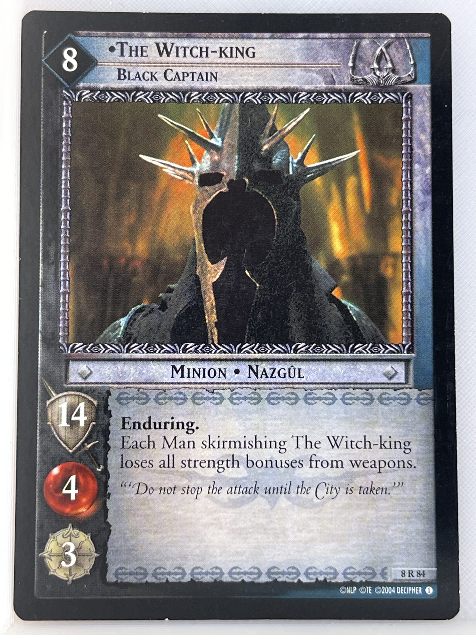 LORD OF THE RINGS TCG SIEGE OF GONDOR RARE CARD 8R84 THE WITCH-KING lp