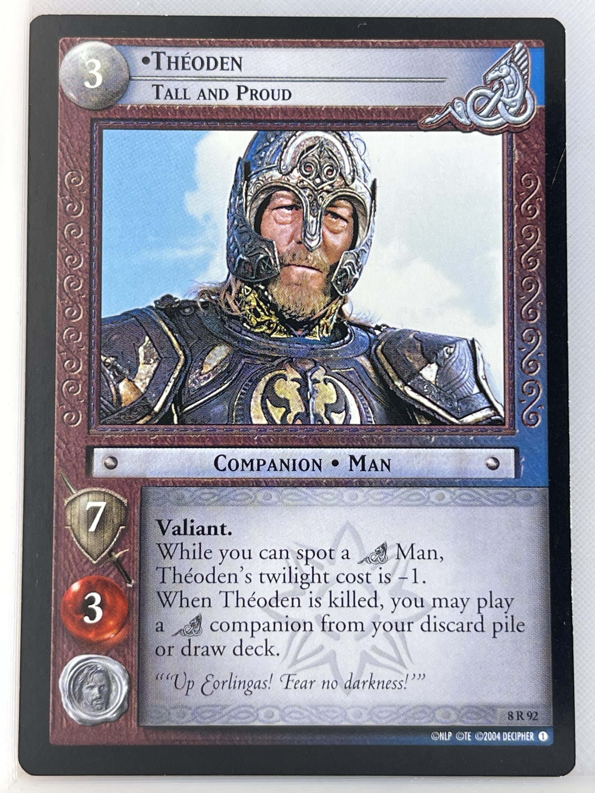 LORD OF THE RINGS TCG SIEGE OF GONDOR RARE CARD 8R92 THEODEN lp