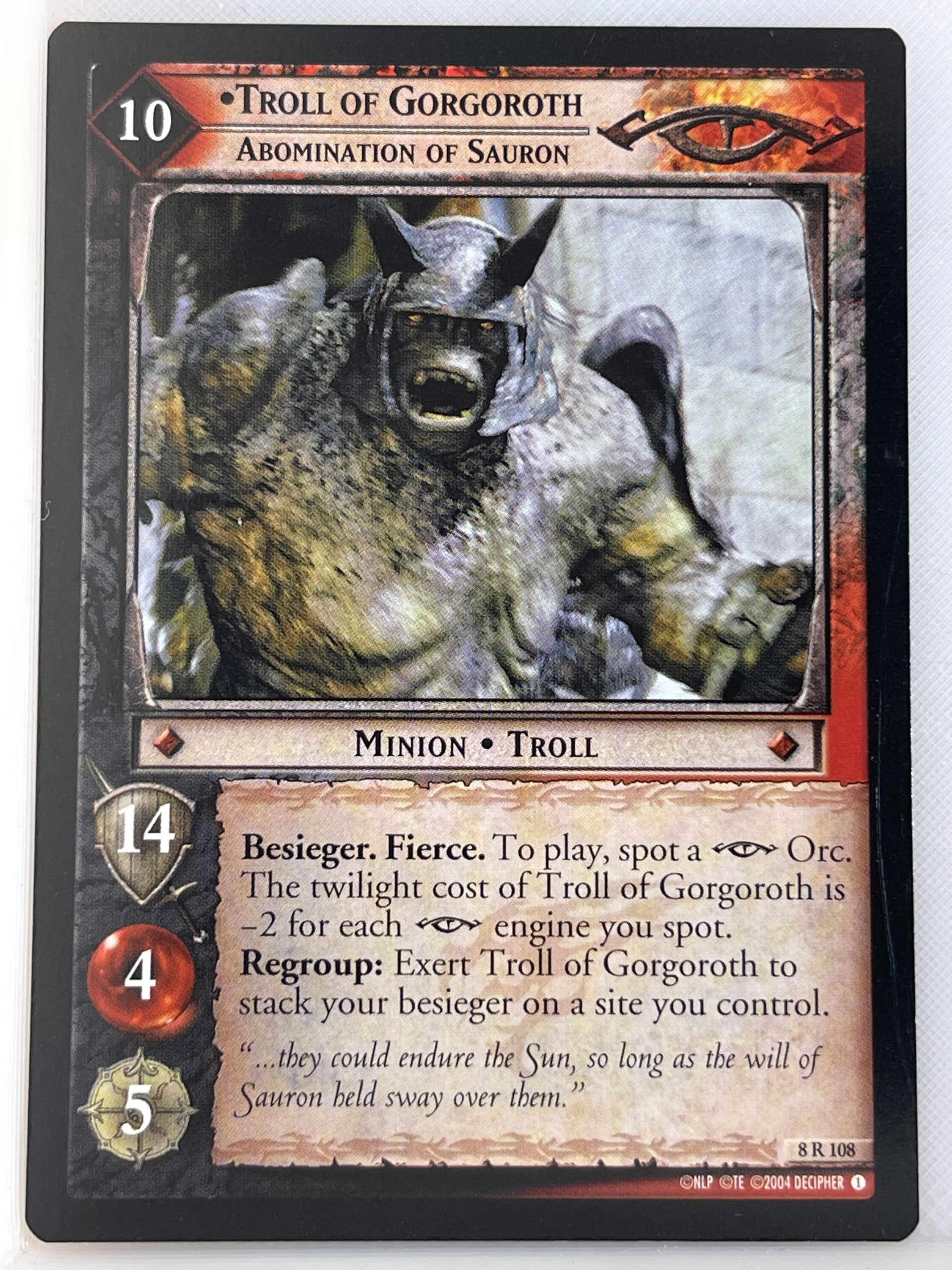 LORD OF THE RINGS TCG SIEGE OF GONDOR RARE CARD 8R108 TROLL OF GORGOROTH lp