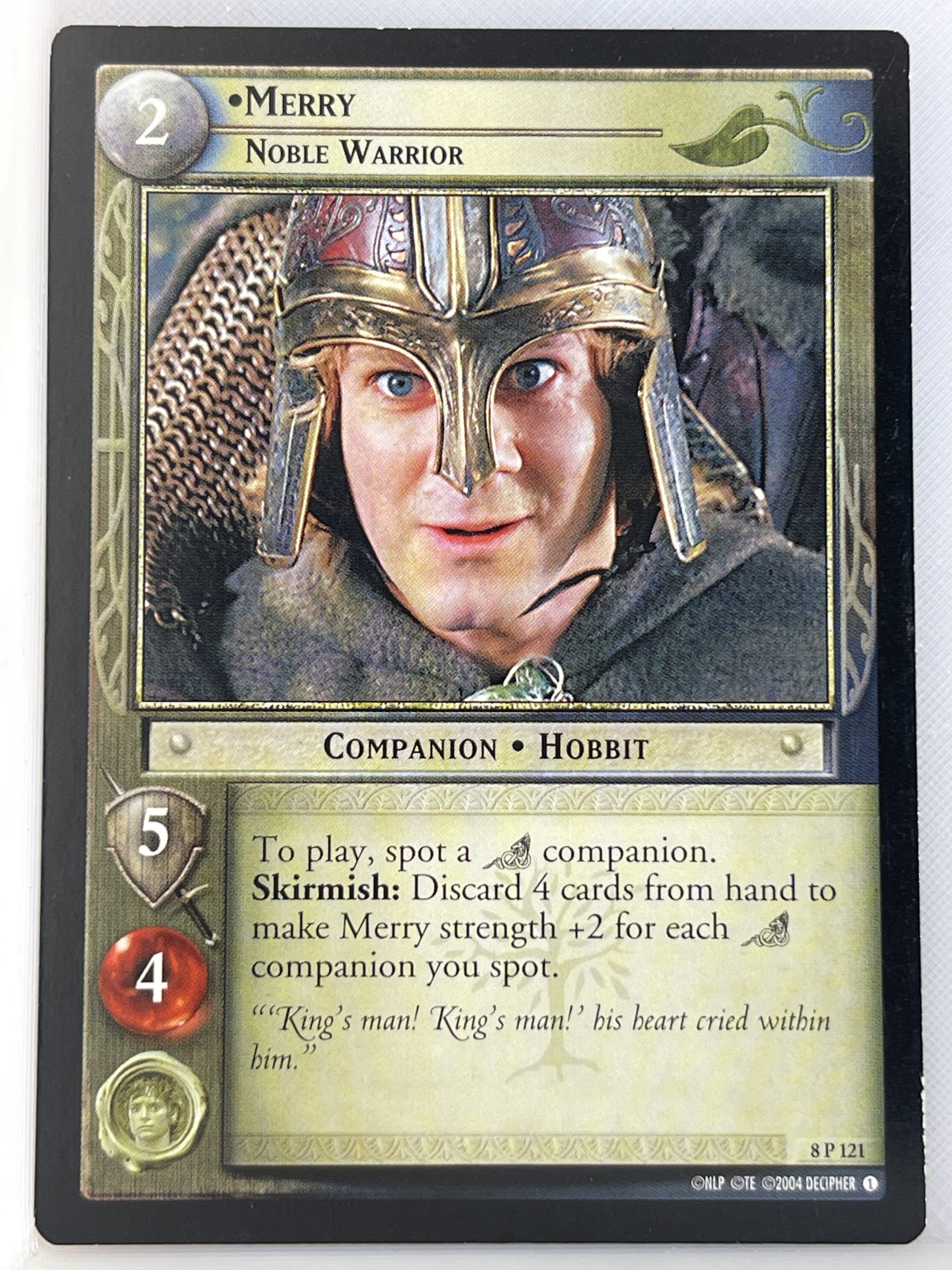 LORD OF THE RINGS TCG SIEGE OF GONDOR RARE CARD 8P121 MERRY lp