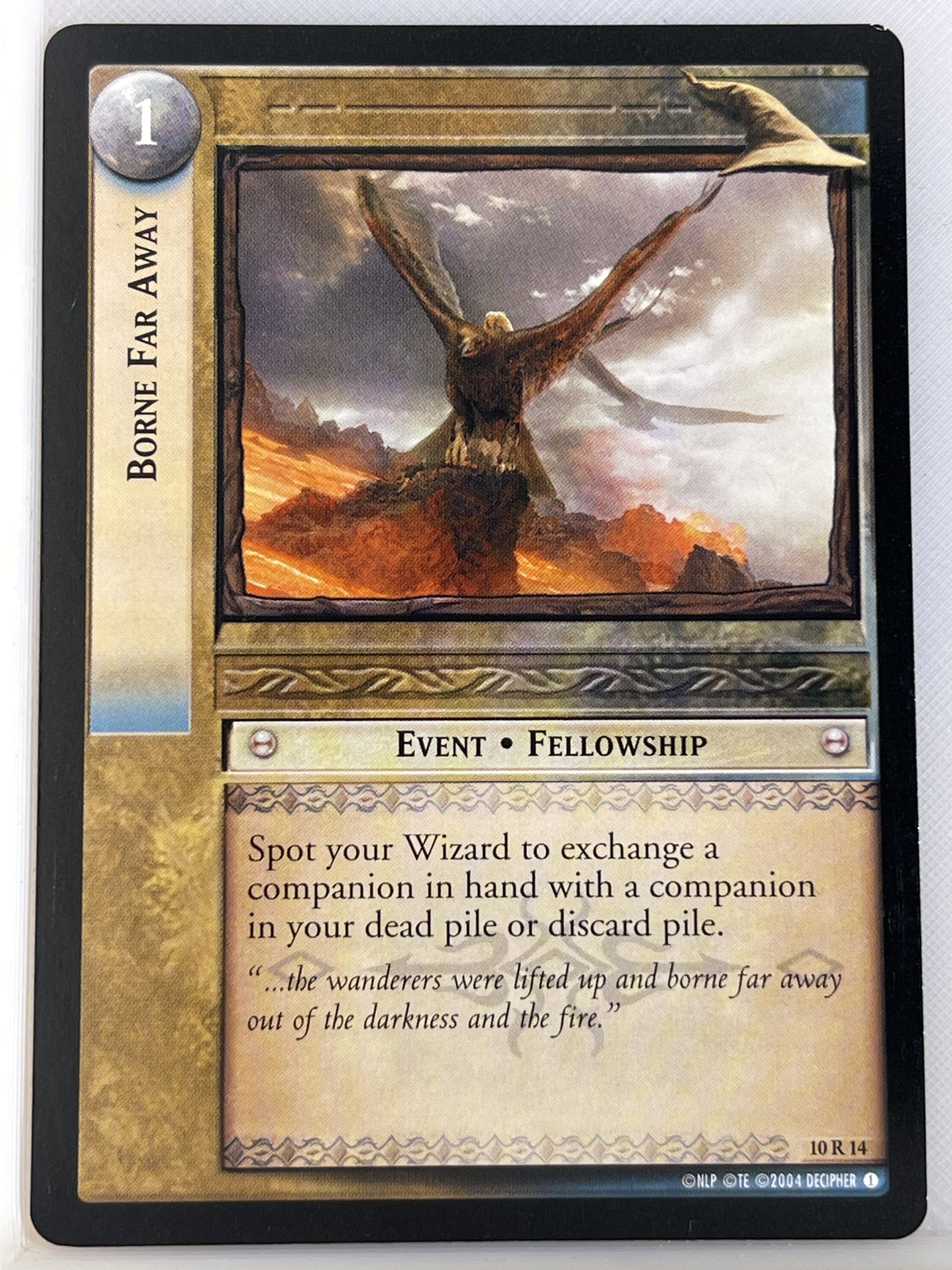 LORD OF THE RINGS TCG MOUNT DOOM RARE CARD 10R14 BORNE FAR AWAY lp