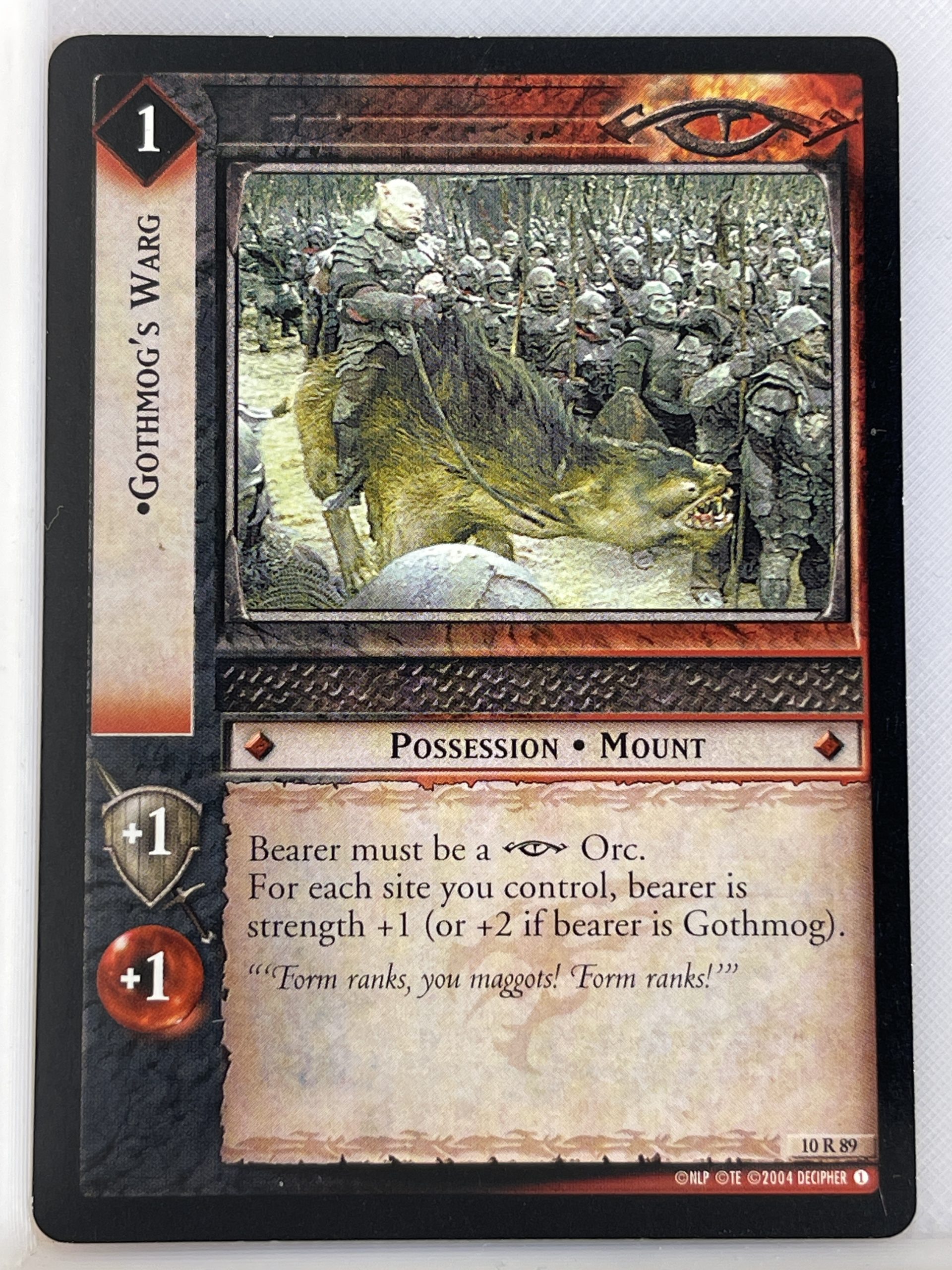 LORD OF THE RINGS TCG MOUNT DOOM RARE CARD 10R89 GOTHMOG'S WARG lp