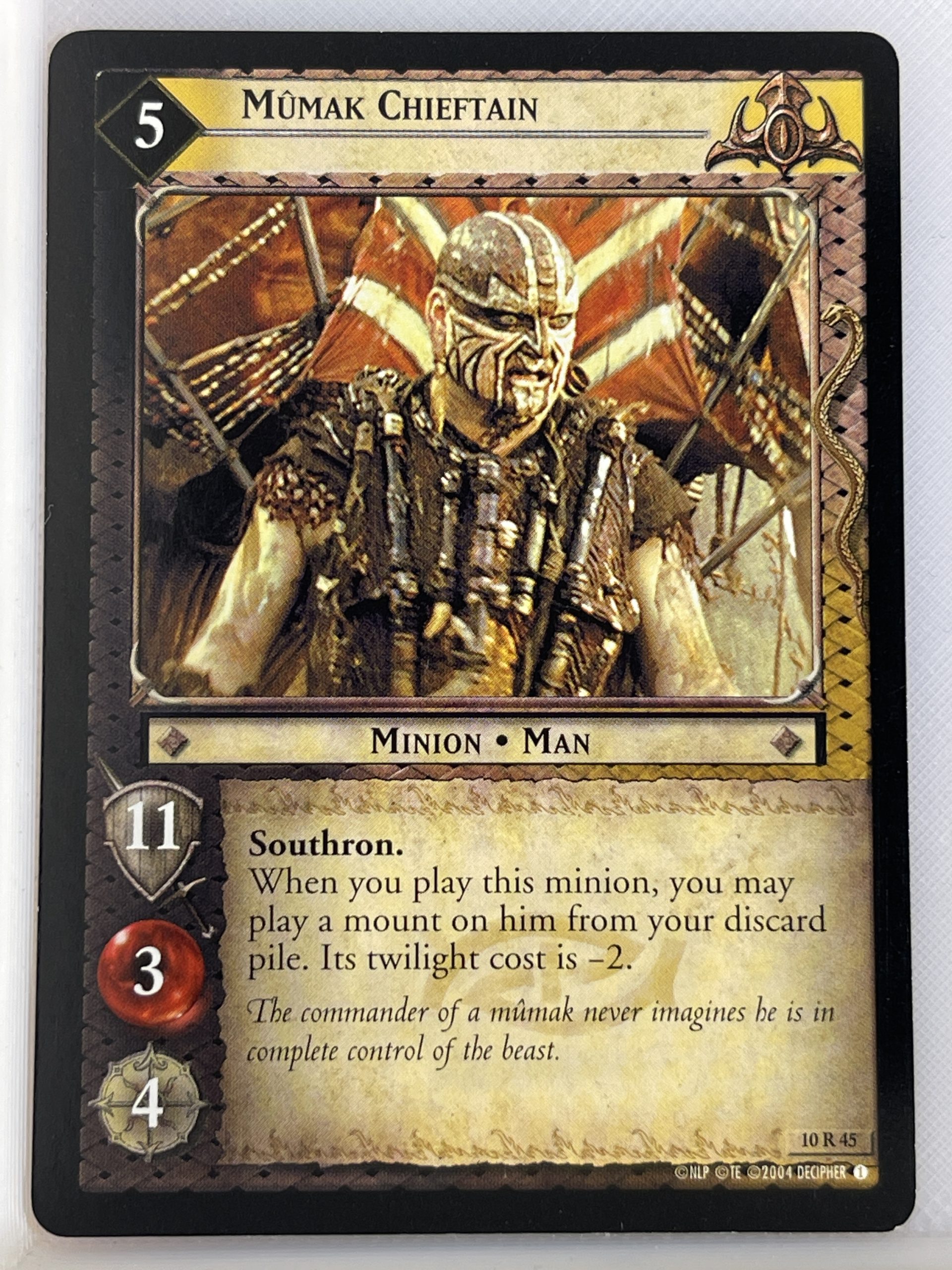 LORD OF THE RINGS TCG MOUNT DOOM RARE CARD 10R45 MUMAK CHIEFTAIN lp