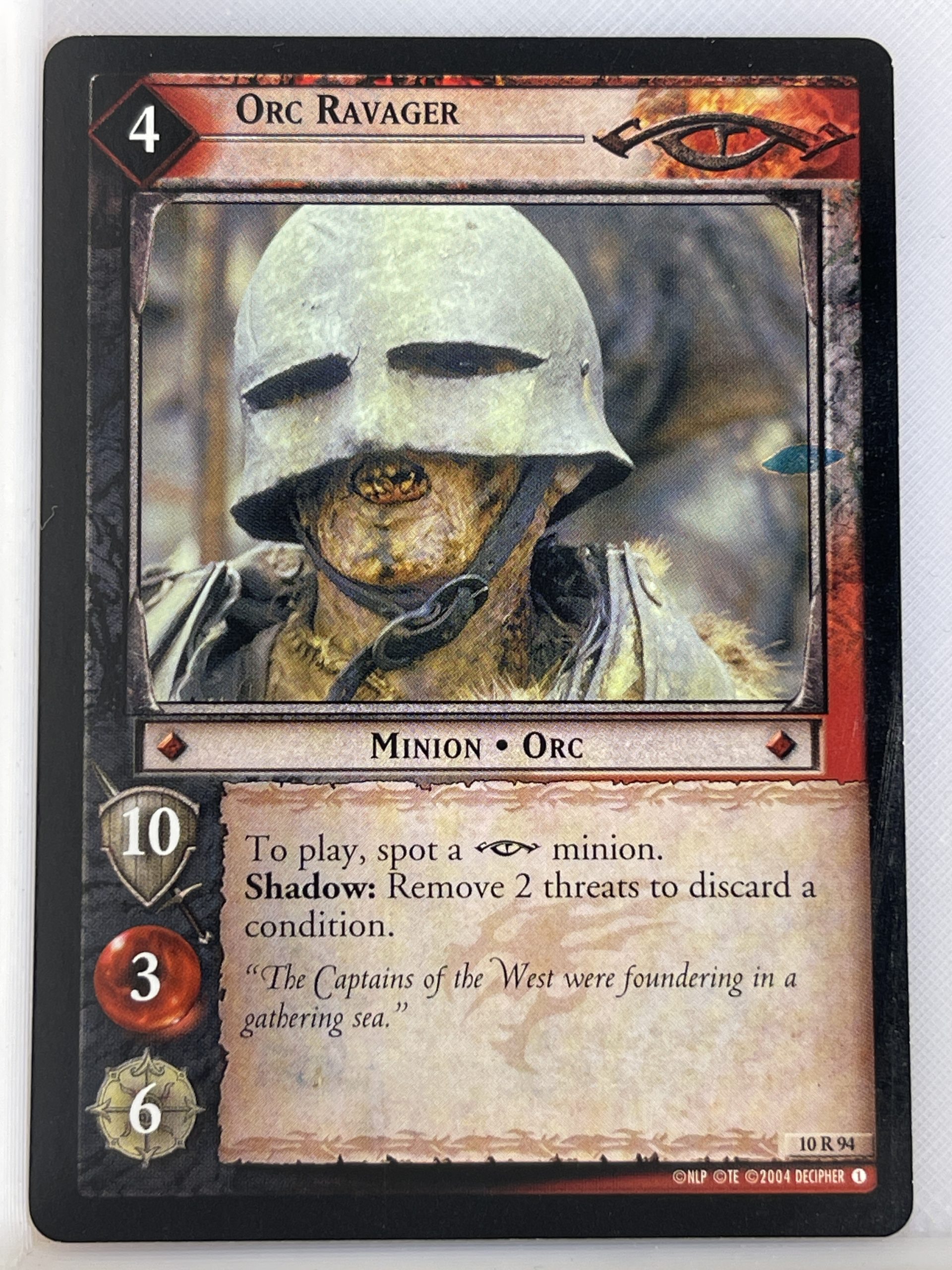 LORD OF THE RINGS TCG MOUNT DOOM RARE CARD 10R94 ORC RAVAGER lp