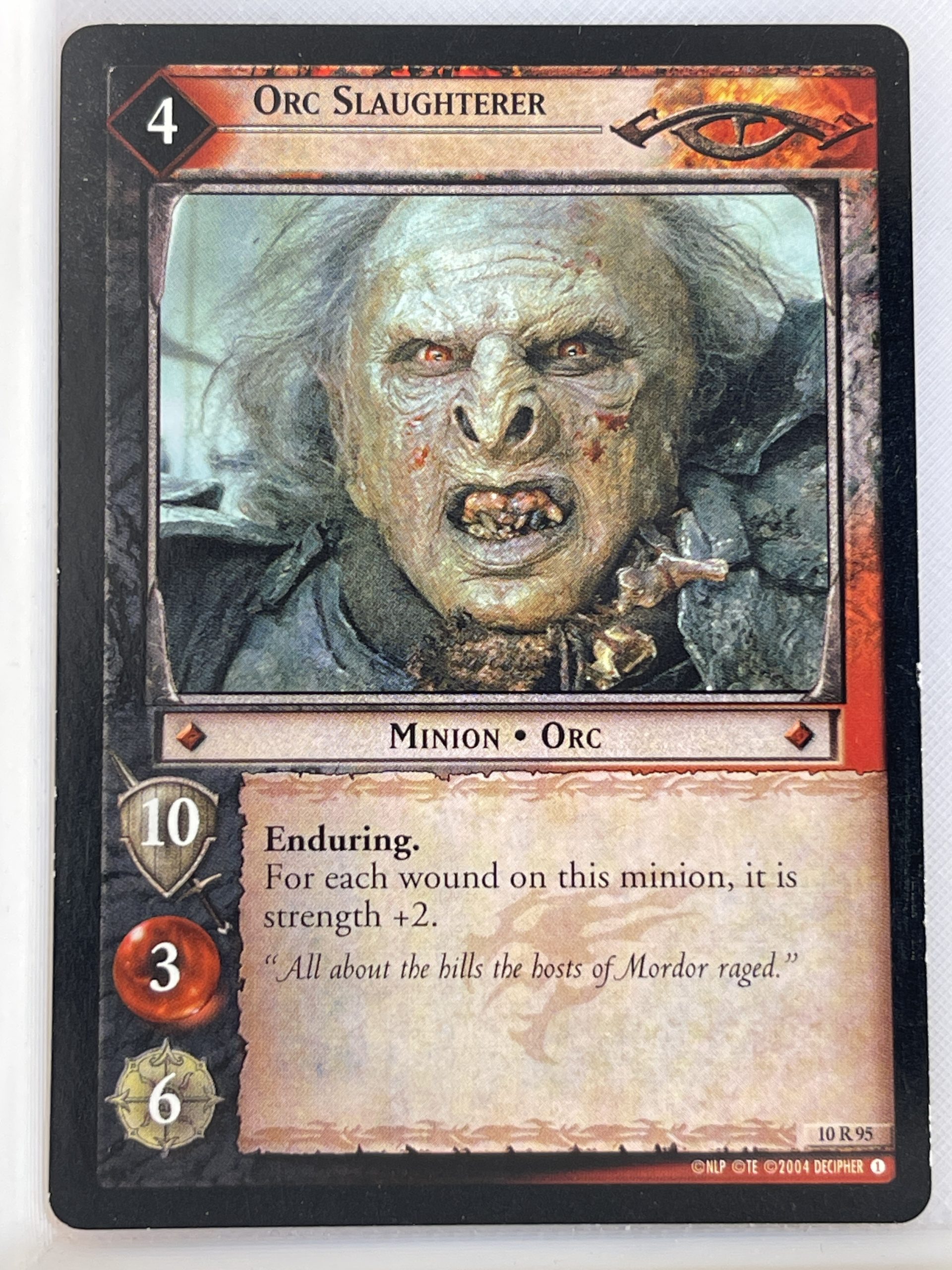 LORD OF THE RINGS TCG MOUNT DOOM RARE CARD 10R95 ORC SLAUGHTERER lp