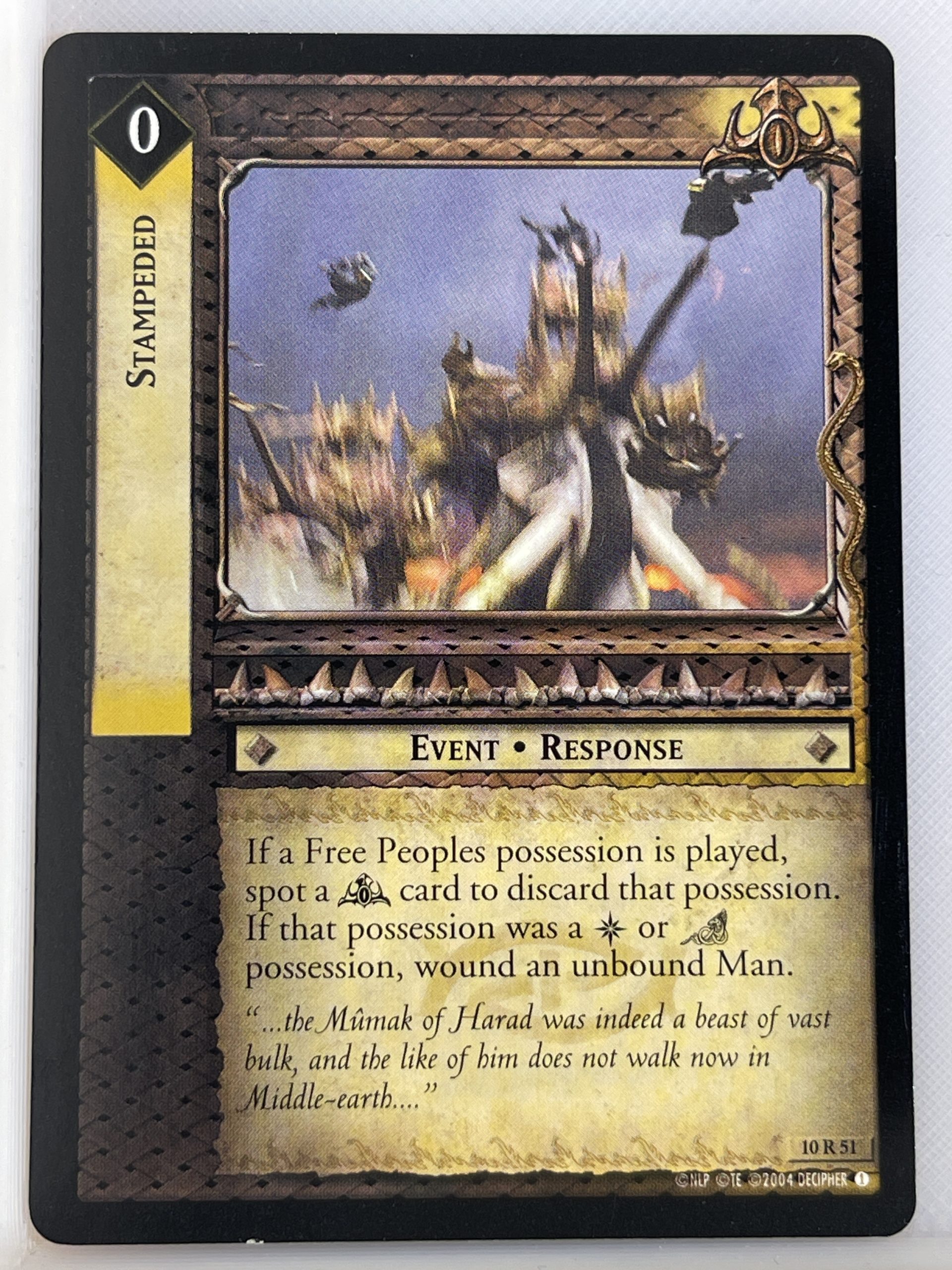LORD OF THE RINGS TCG MOUNT DOOM RARE CARD 10R51 STAMPEDED lp