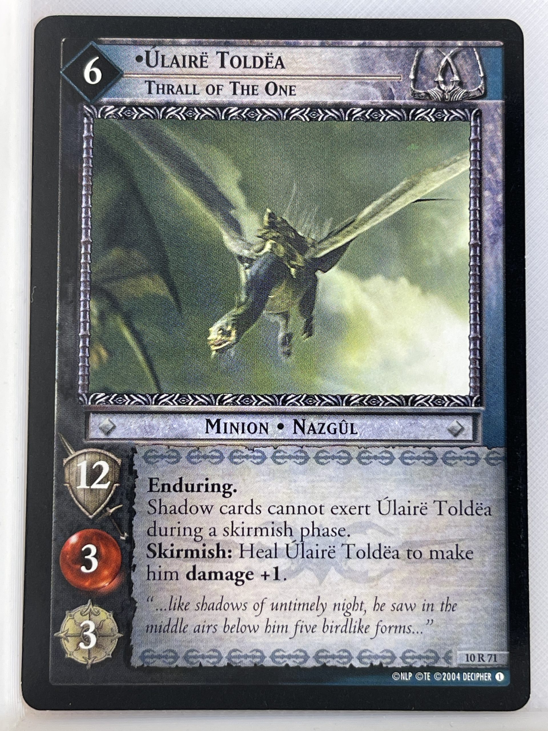 LORD OF THE RINGS TCG MOUNT DOOM RARE CARD 10R71 ULAIRE TOLDEA lp