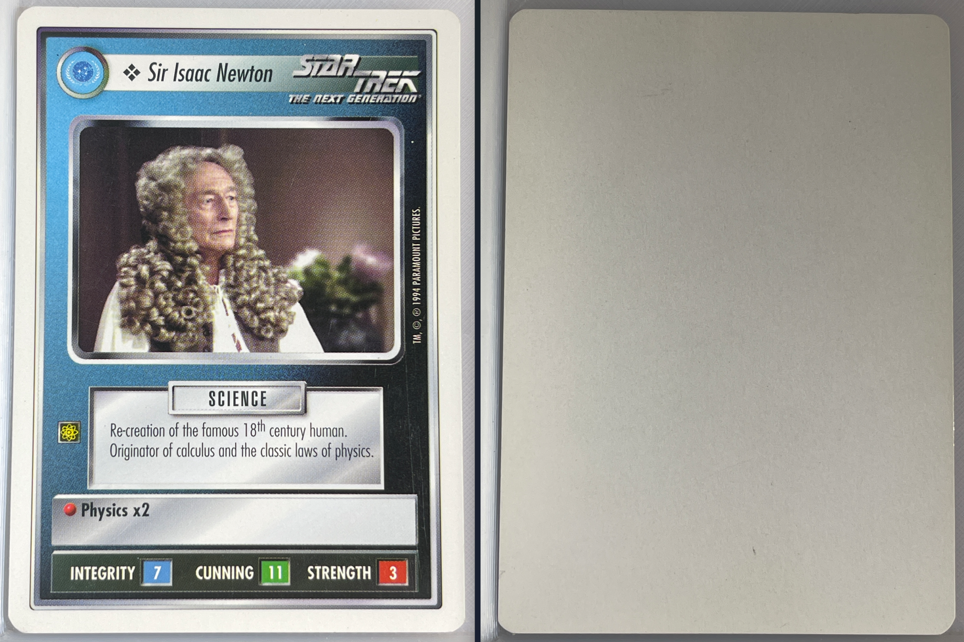 STAR TREK CCG ALBERT EINSTEIN TEST CARD ALPHA 94 WITH WHITE BACK