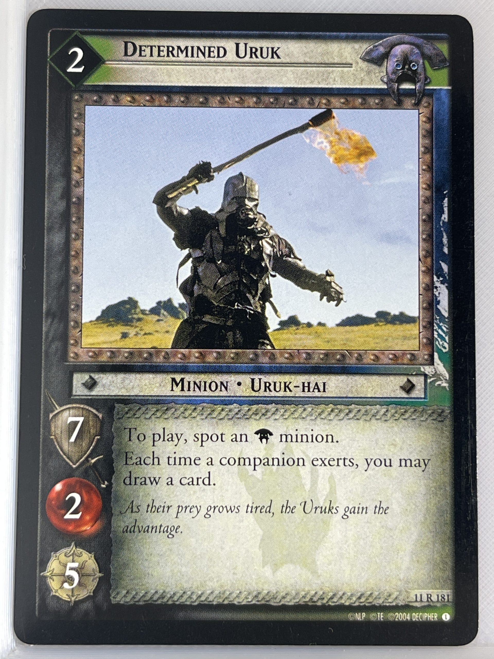 LORD OF THE RINGS TCG THE SHADOWS RARE CARD 11R181 DETERMINED URUK lp