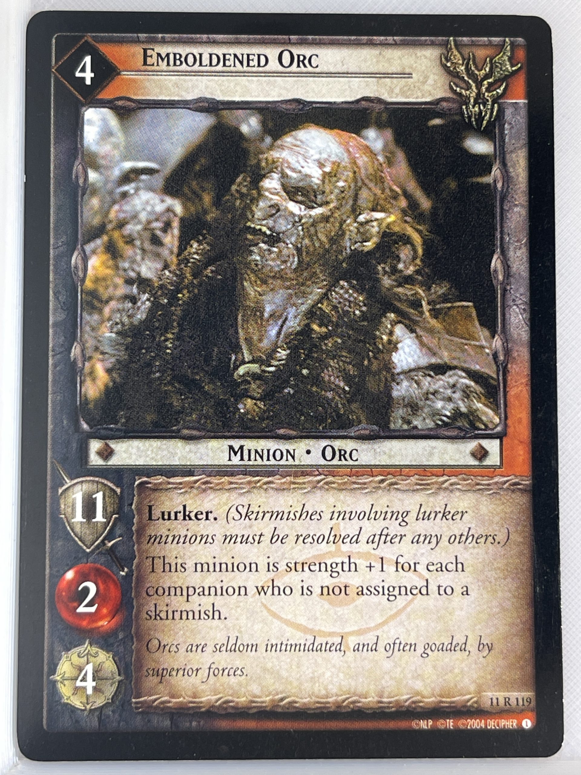 LORD OF THE RINGS TCG THE SHADOWS RARE CARD 11R119 EMBOLDENED ORC lp