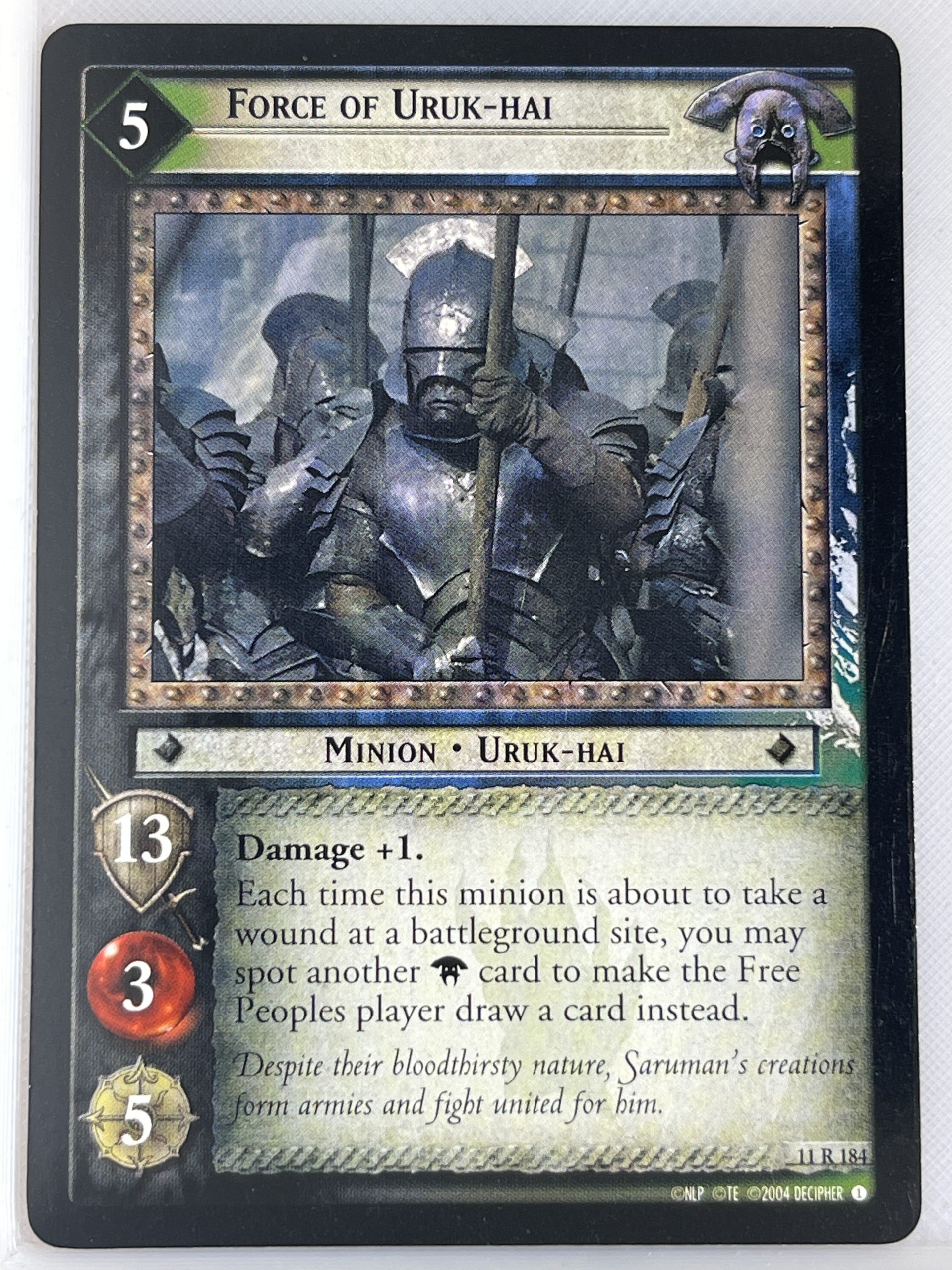 LORD OF THE RINGS TCG THE SHADOWS RARE CARD 11R184 FORCE OF URUK-HAI lp