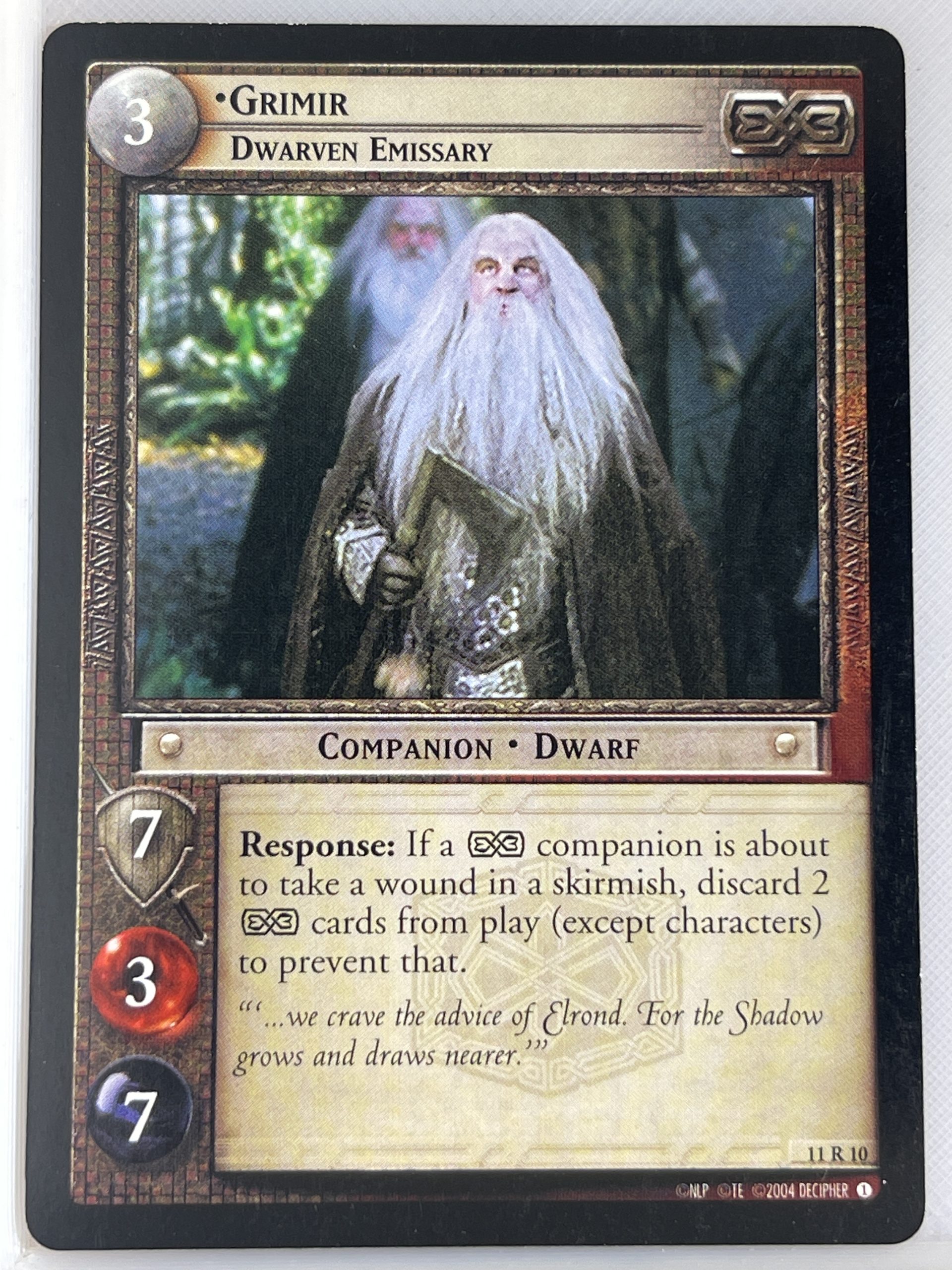LORD OF THE RINGS TCG THE SHADOWS RARE CARD 11R10 GRIMIR lp