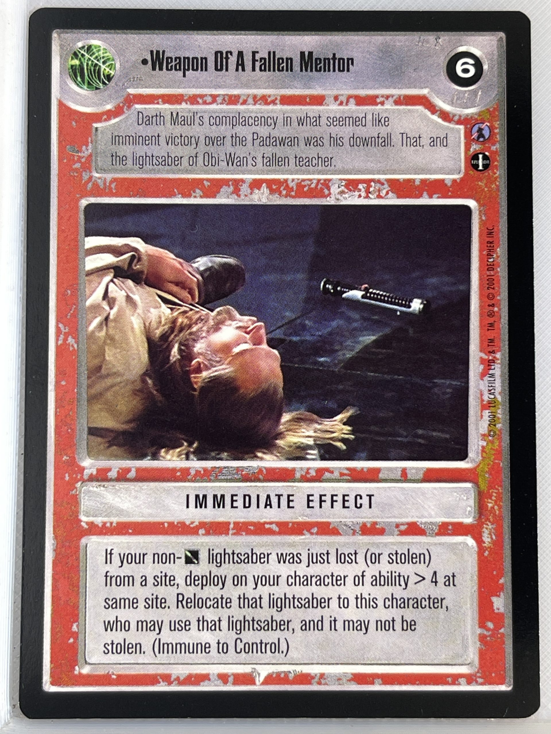 STAR WARS CCG REFLECTIONS III LIGHT SIDE PREMIUM WEAPON OF A FALLEN MENTOR ex