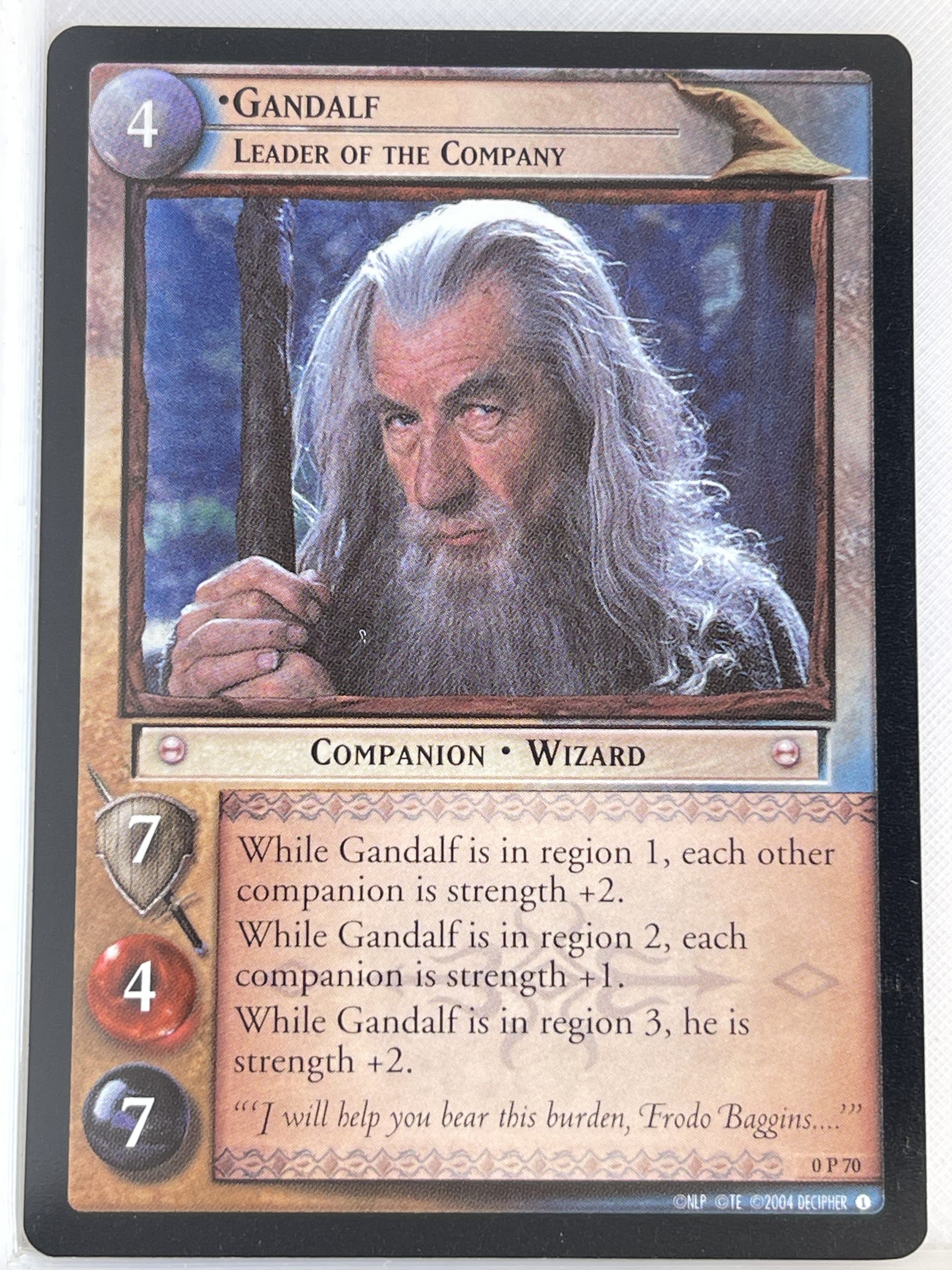 LORD OF THE RINGS TCG PROMO 0P70 GANDALF LEADER OF THE COMPANY lp