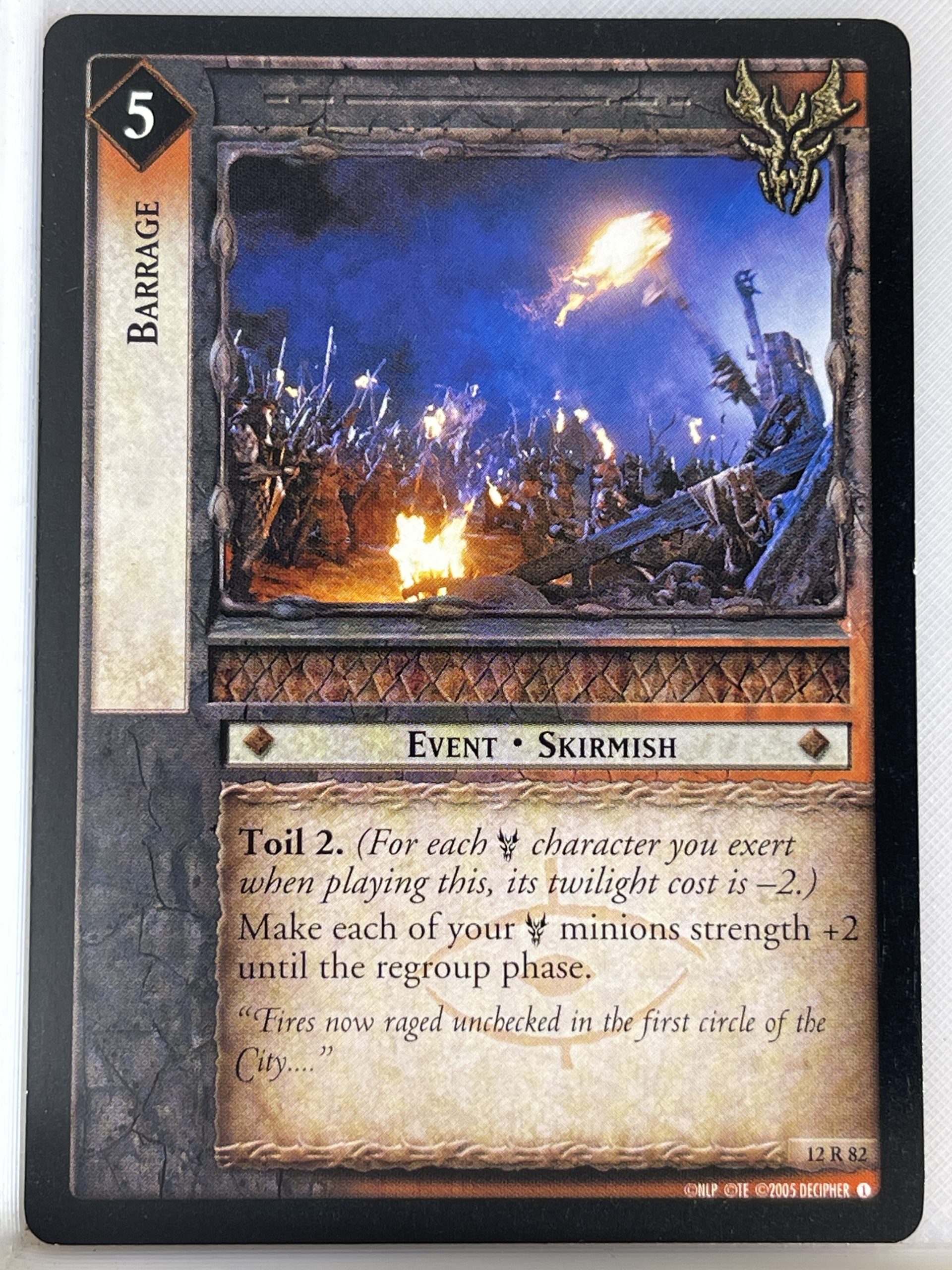 LORD OF THE RINGS TCG THE BLACK RIDER RARE CARD 12R82 BARRAGE lp