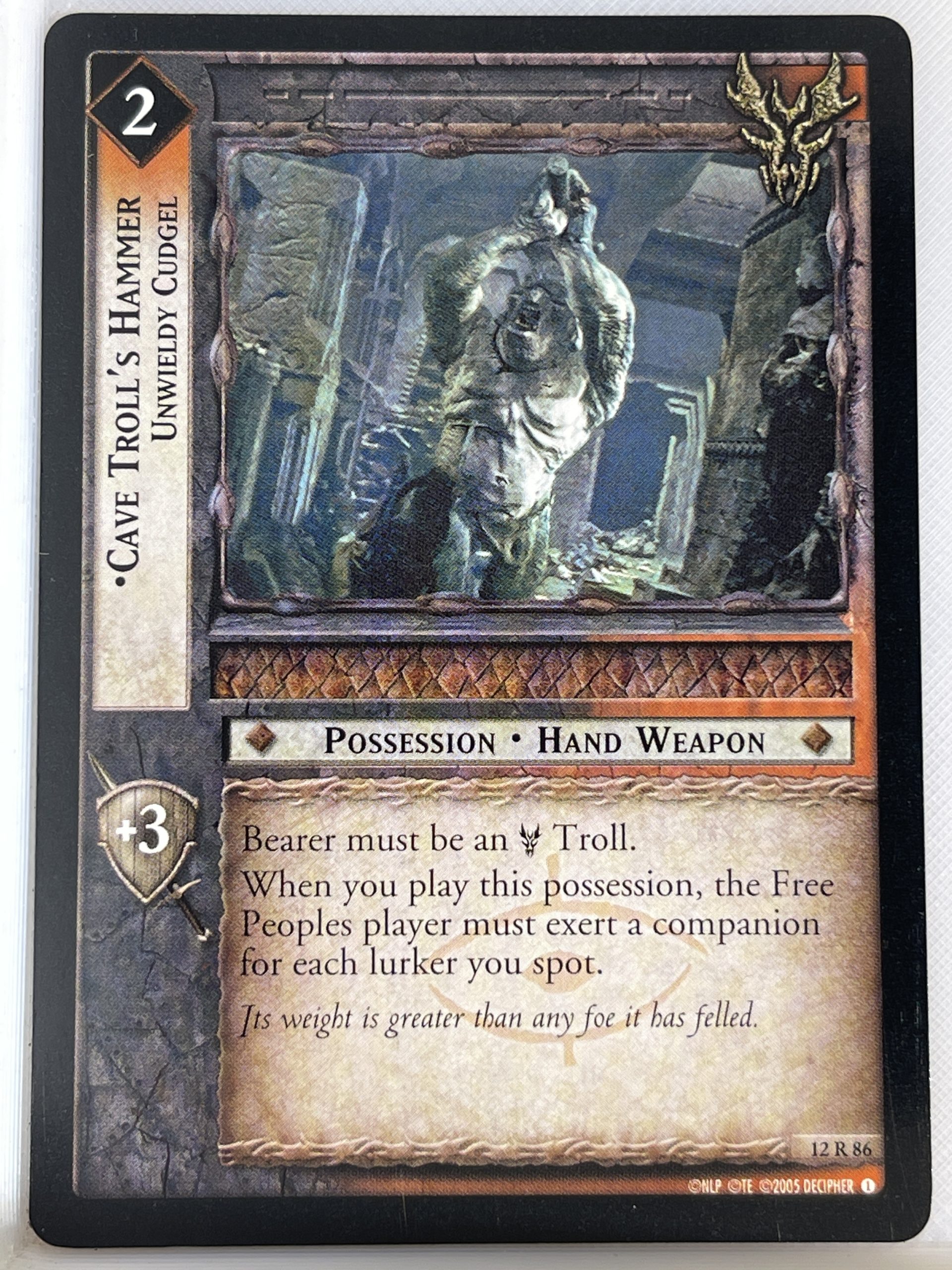 LORD OF THE RINGS TCG THE BLACK RIDER RARE CARD 12R86 CAVE TROLL'S HAMMER lp