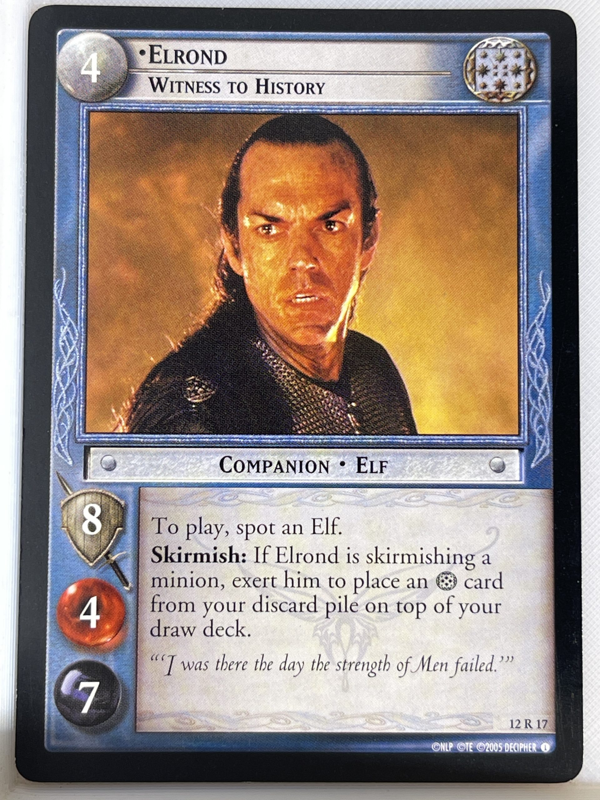 LORD OF THE RINGS TCG THE BLACK RIDER RARE CARD 12R17 ELROND lp