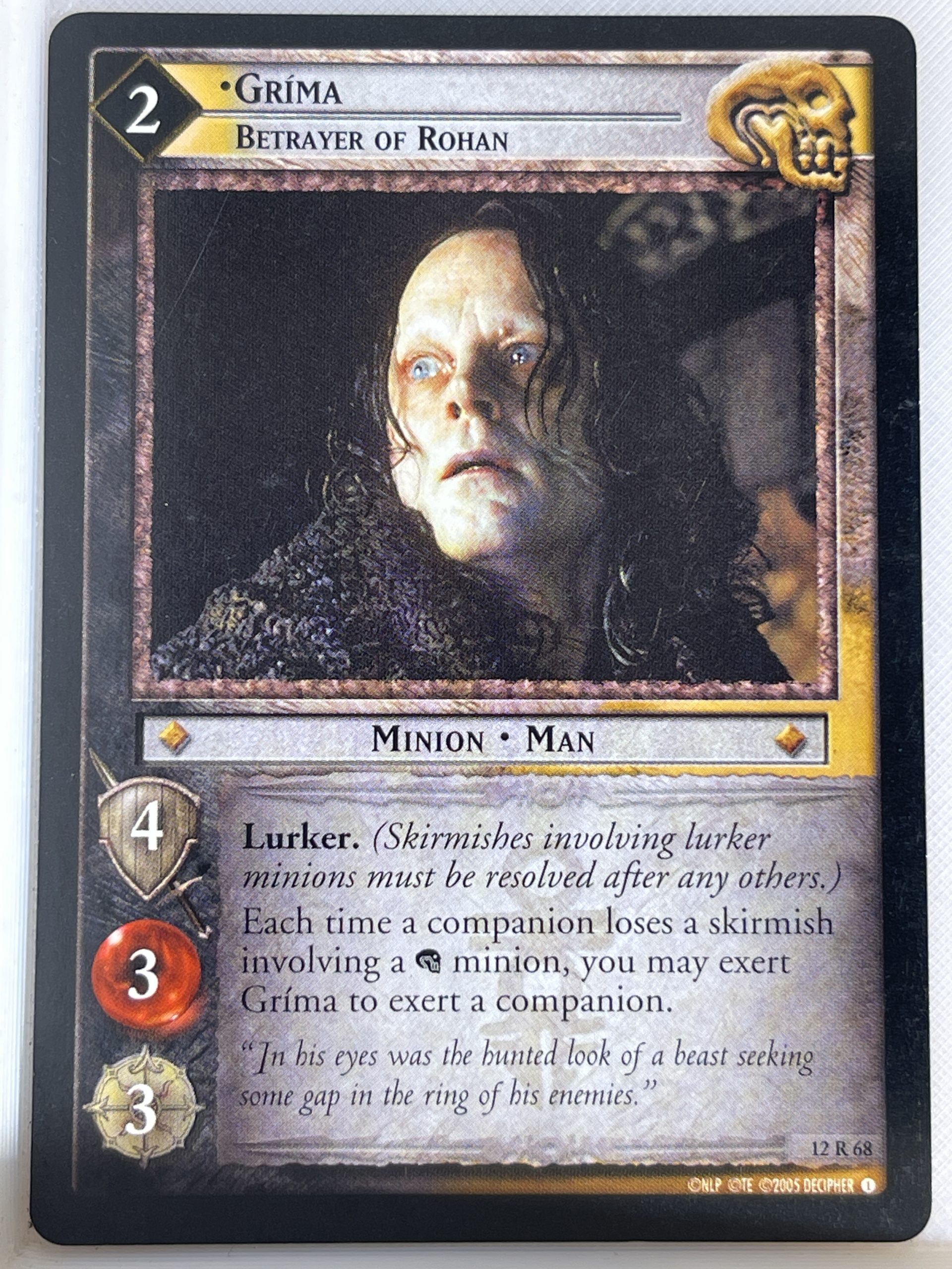 LORD OF THE RINGS TCG THE BLACK RIDER RARE CARD 12R68 GRIMA lp
