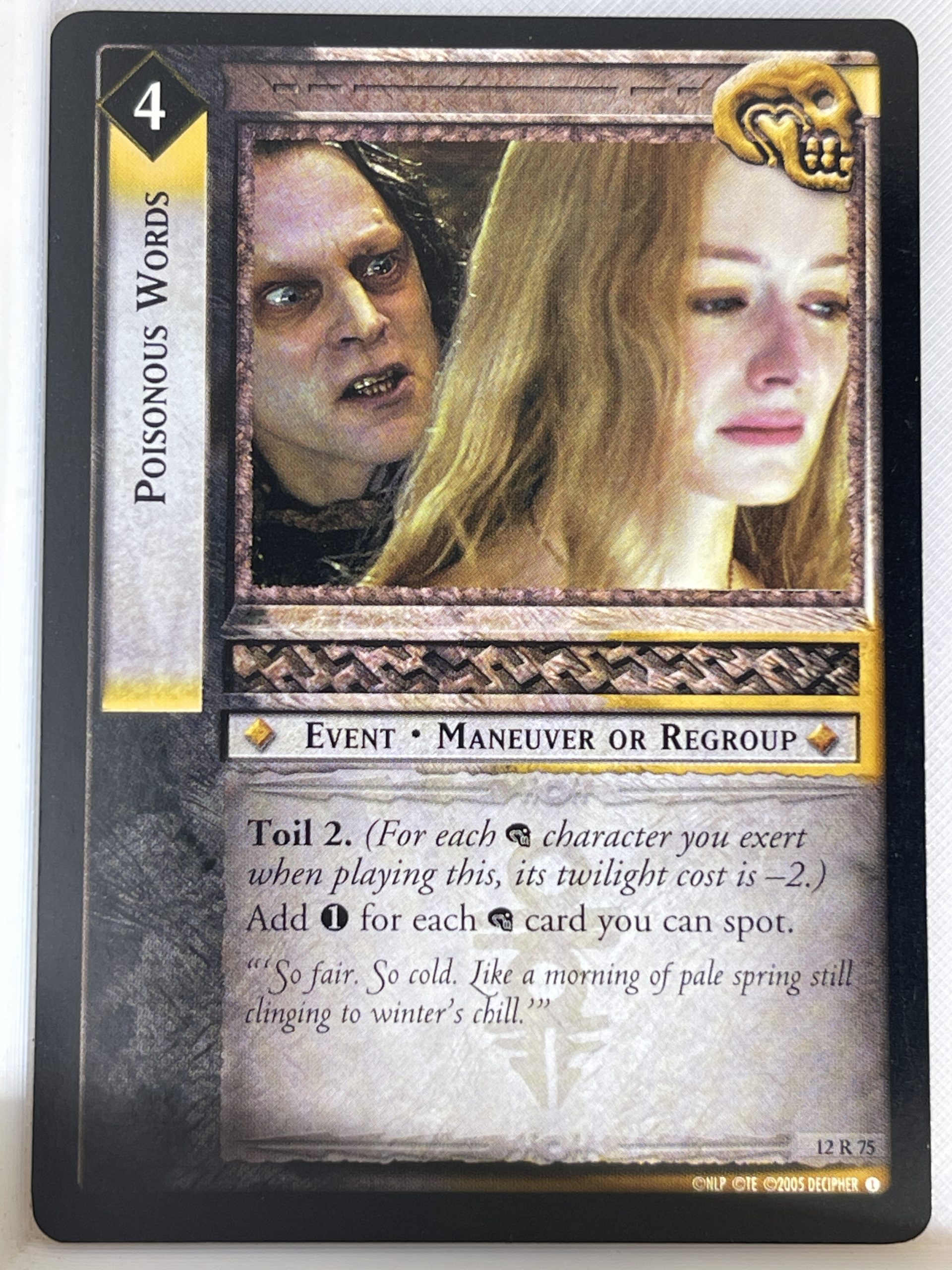 LORD OF THE RINGS TCG THE BLACK RIDER RARE CARD 12R75 POISONOUS WORDS lp