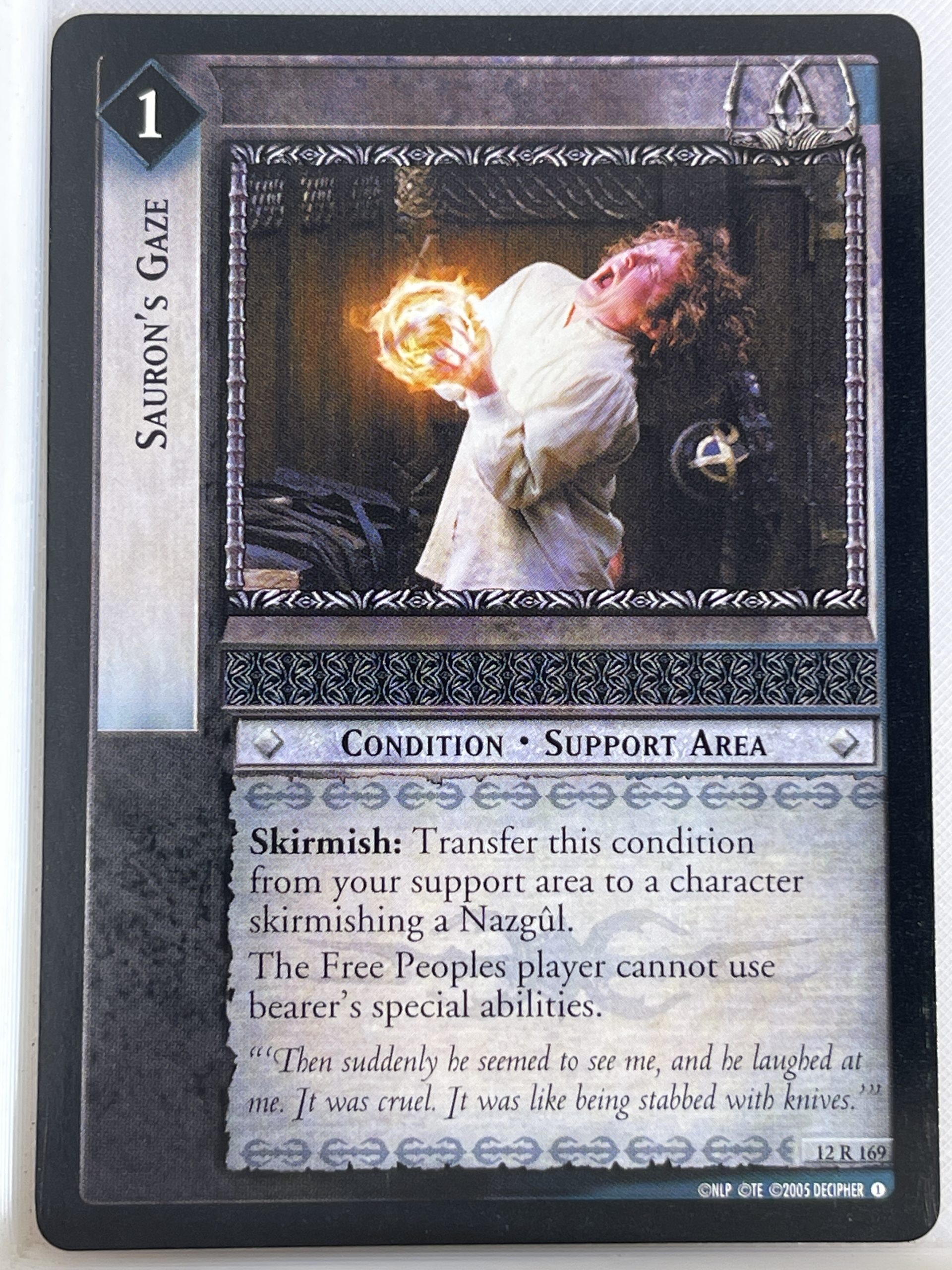 LORD OF THE RINGS TCG THE BLACK RIDER RARE CARD 12R169 SAURON'S GAZE lp