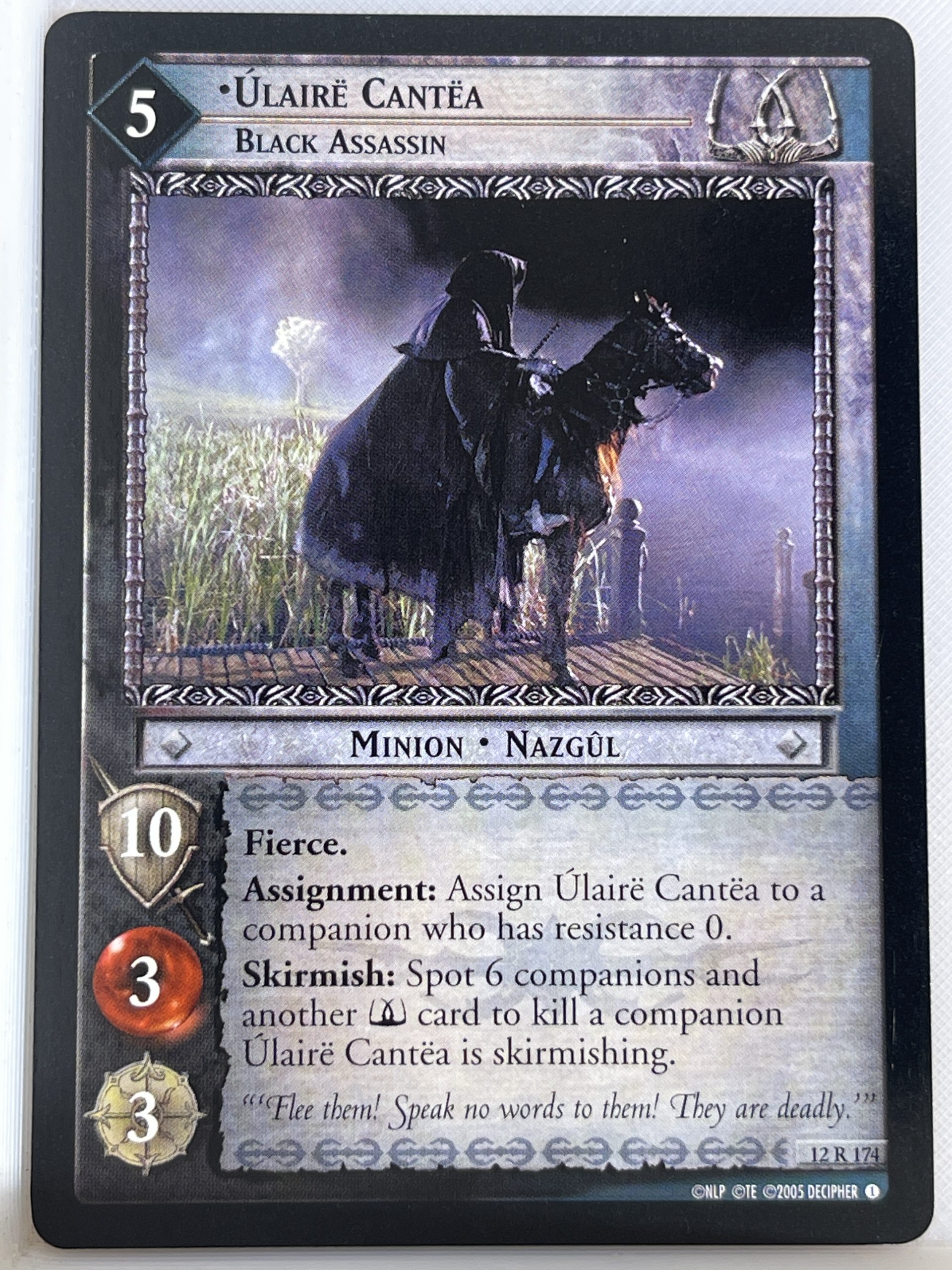 LORD OF THE RINGS TCG THE BLACK RIDER RARE CARD 12R174 ULAIRE CANTEA lp