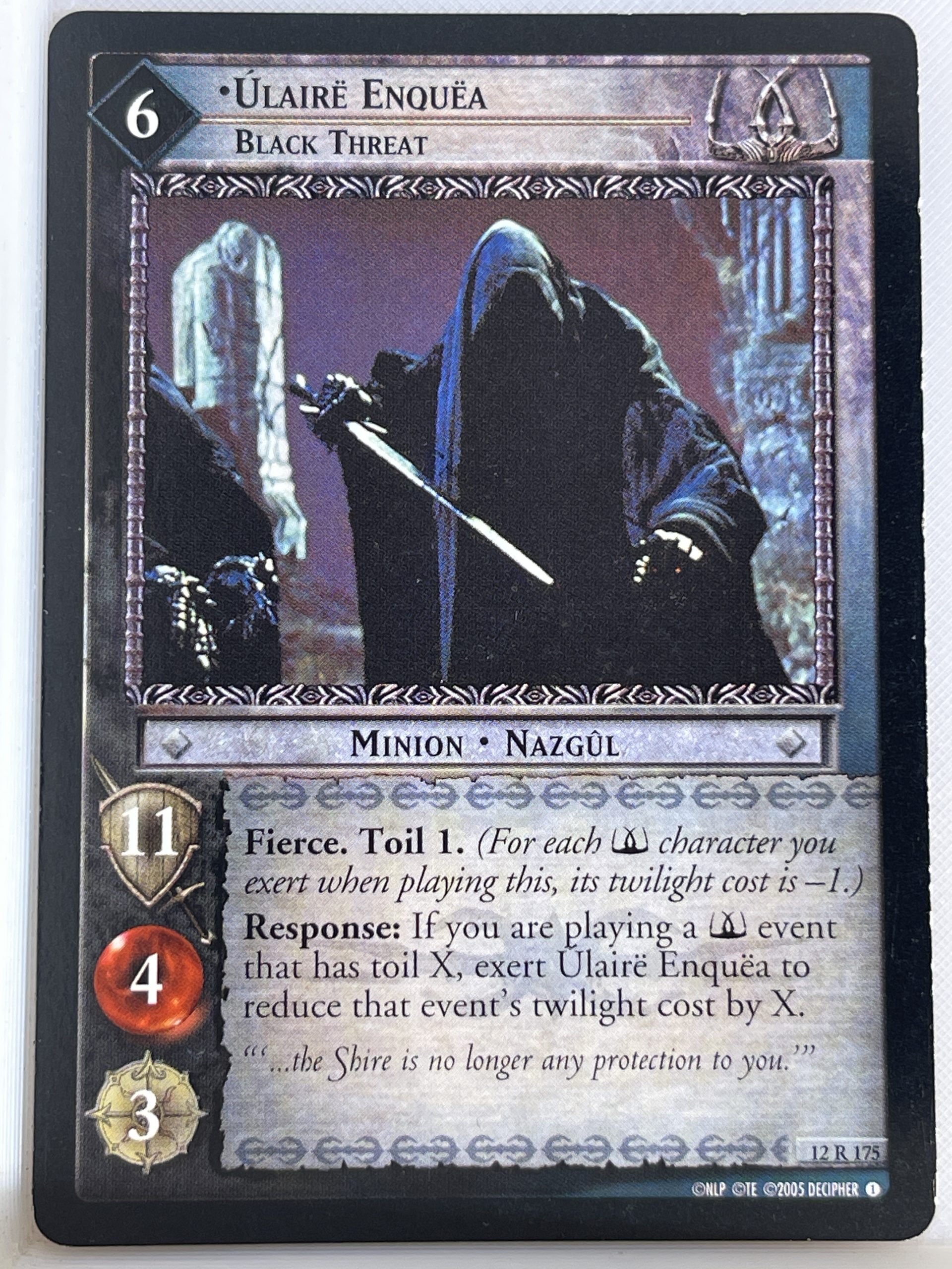 LORD OF THE RINGS TCG THE BLACK RIDER RARE CARD 12R175 ULAIRE ENQUEA lp