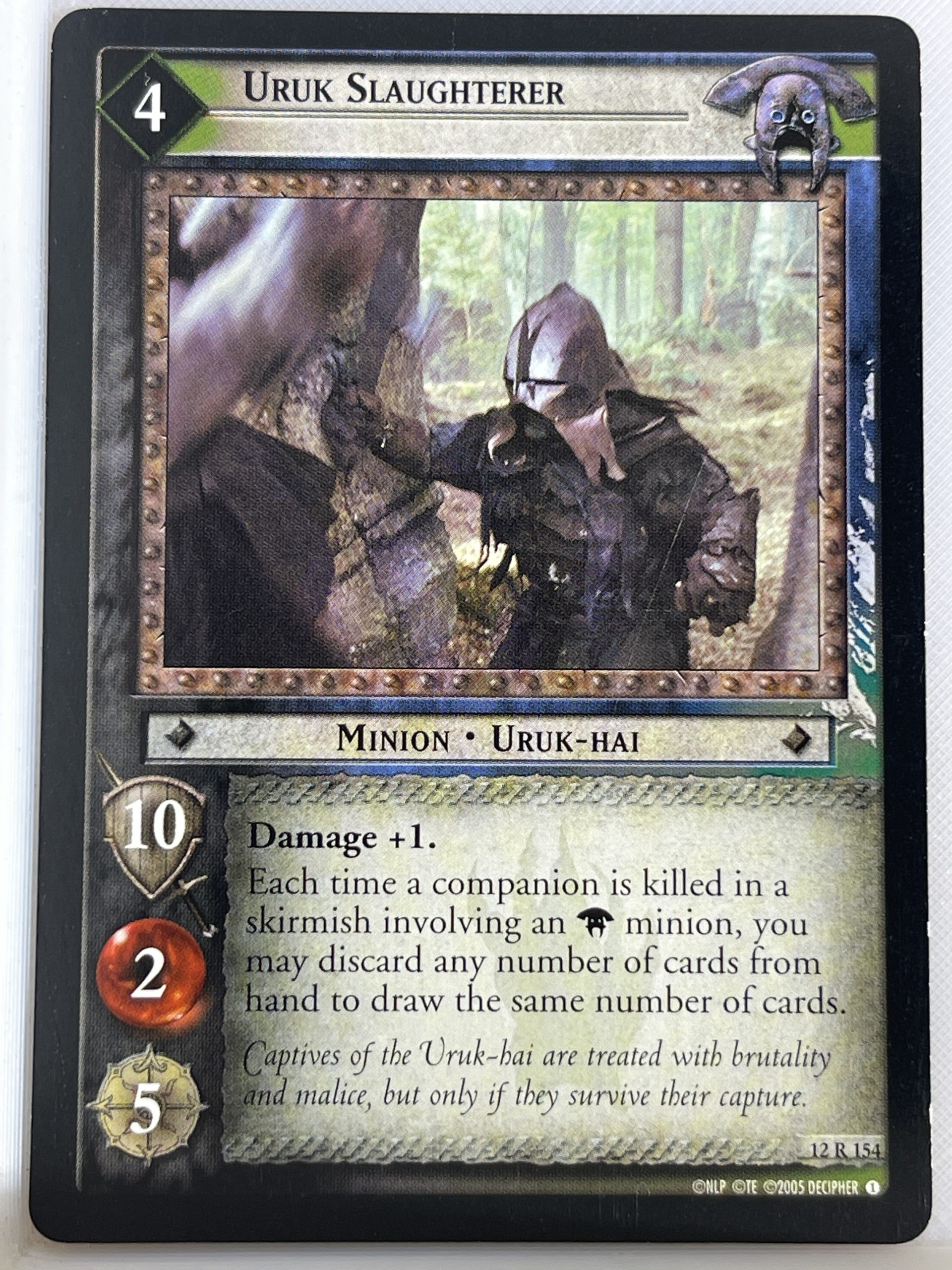 LORD OF THE RINGS TCG THE BLACK RIDER RARE CARD 12R154 URUK SLAUGHTERER lp