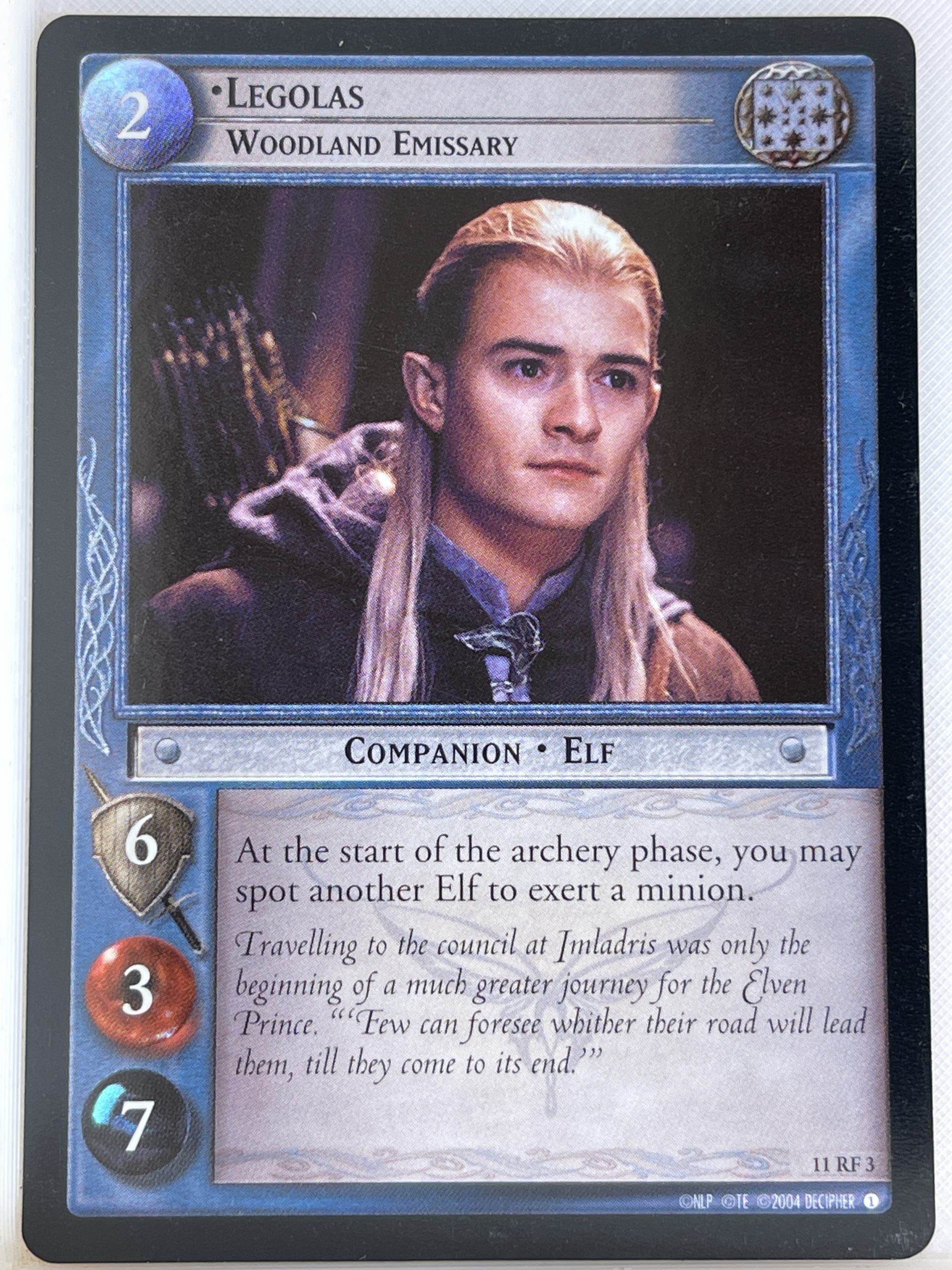 LORD OF THE RINGS TCG THE SHADOWS FOIL CARD 11RF3 LEGOLAS ex