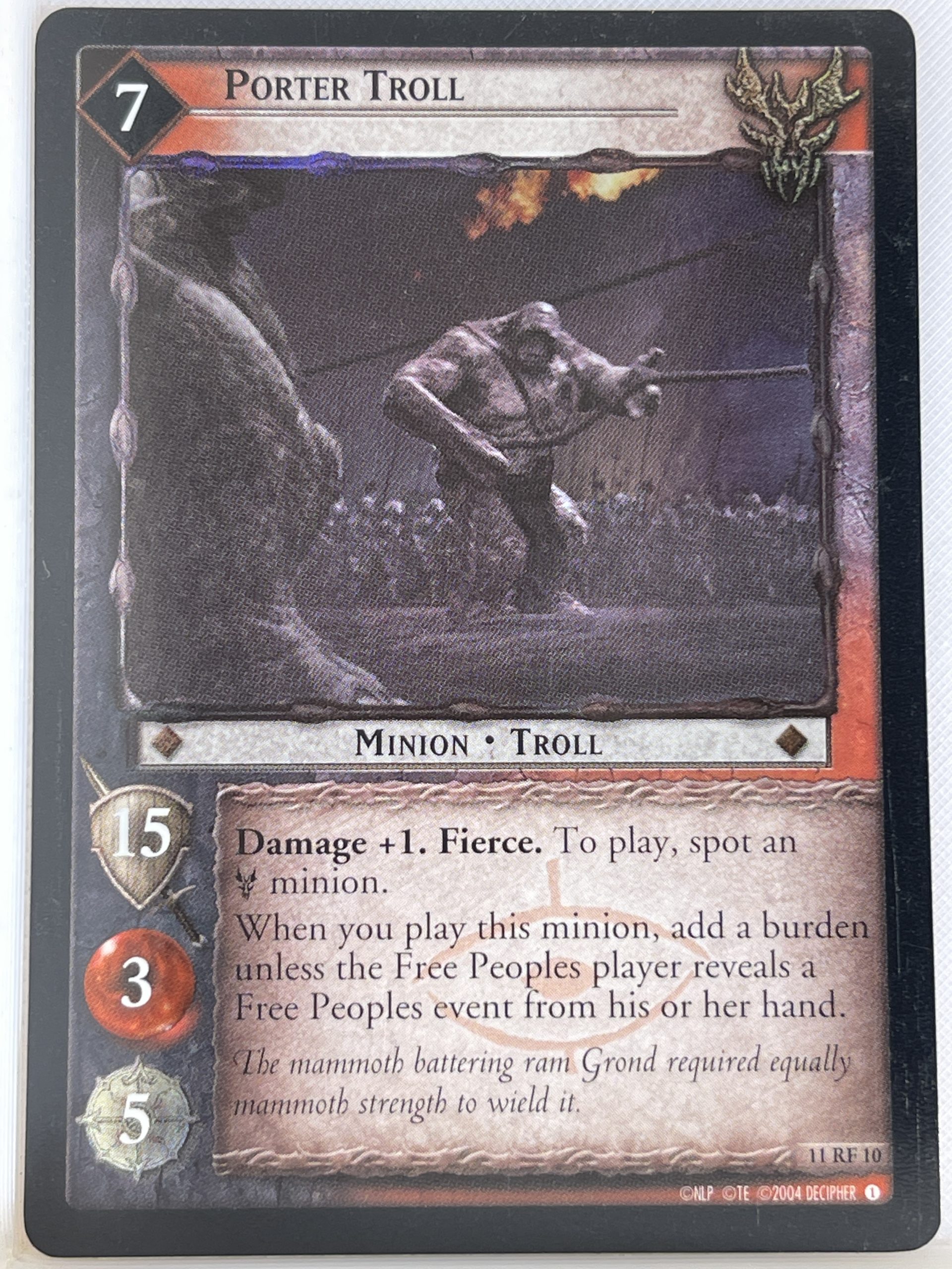 LORD OF THE RINGS TCG THE SHADOWS FOIL CARD 11RF10 PORTER TROLL ex