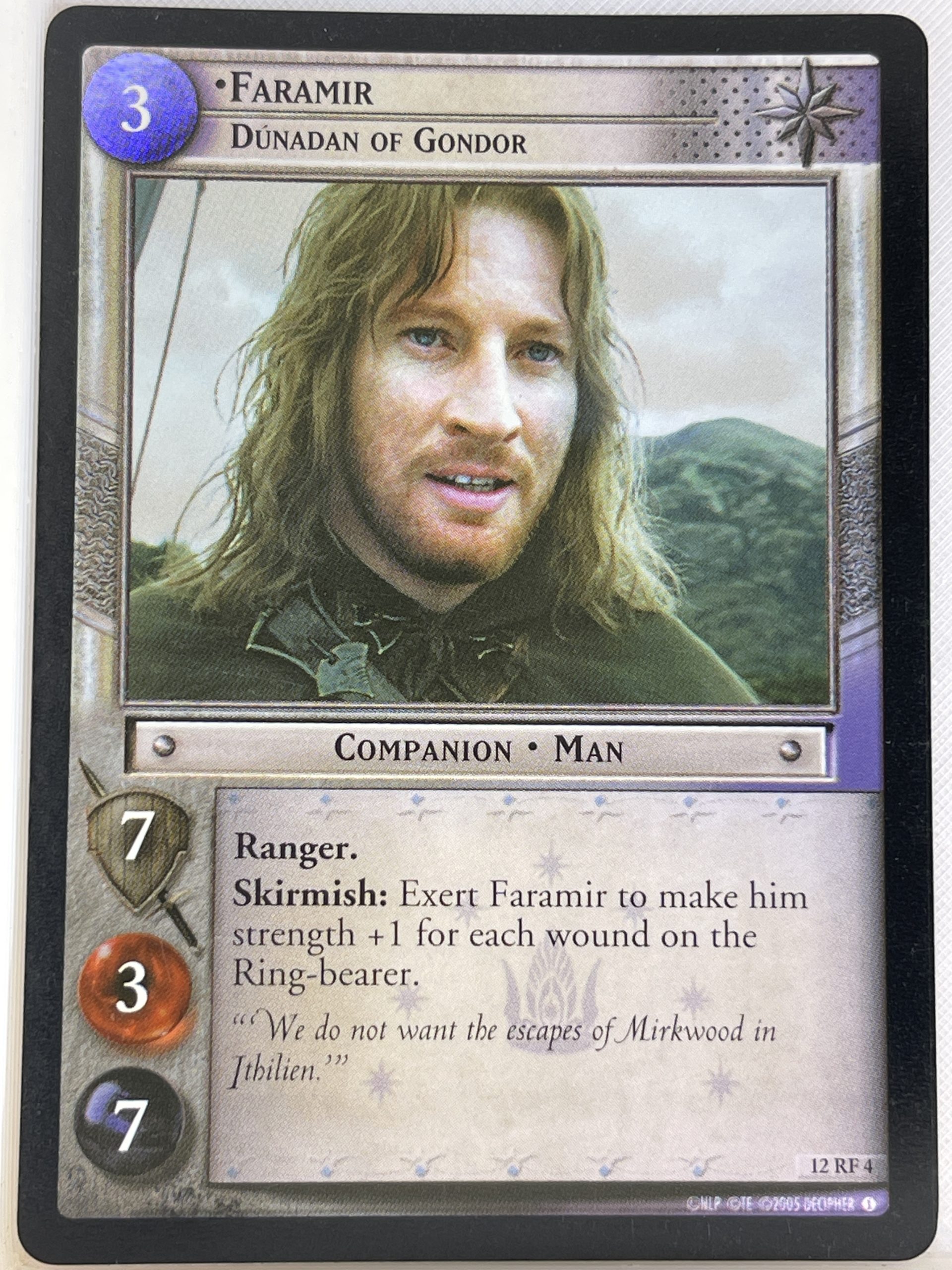 LORD OF THE RINGS TCG THE BLACK RIDER FOIL CARD 12RF4 FARAMIR ex