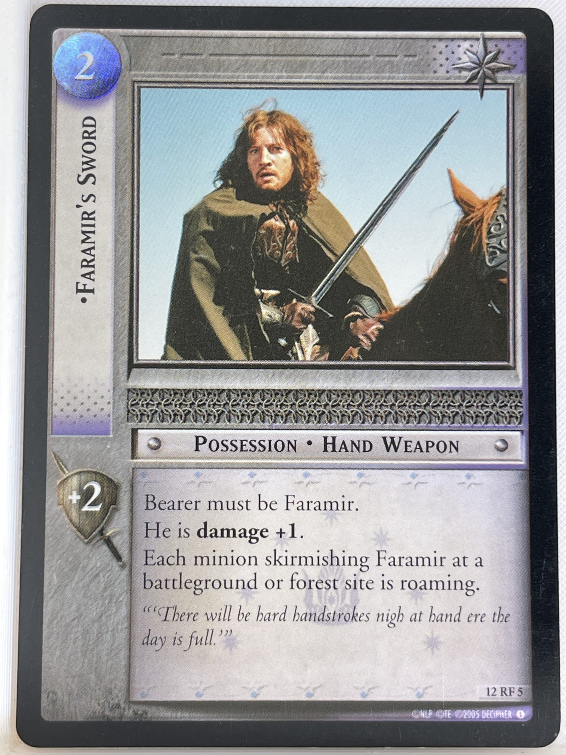 LORD OF THE RINGS TCG THE BLACK RIDER FOIL CARD 12RF5 FARAMIR'S SWORD ex