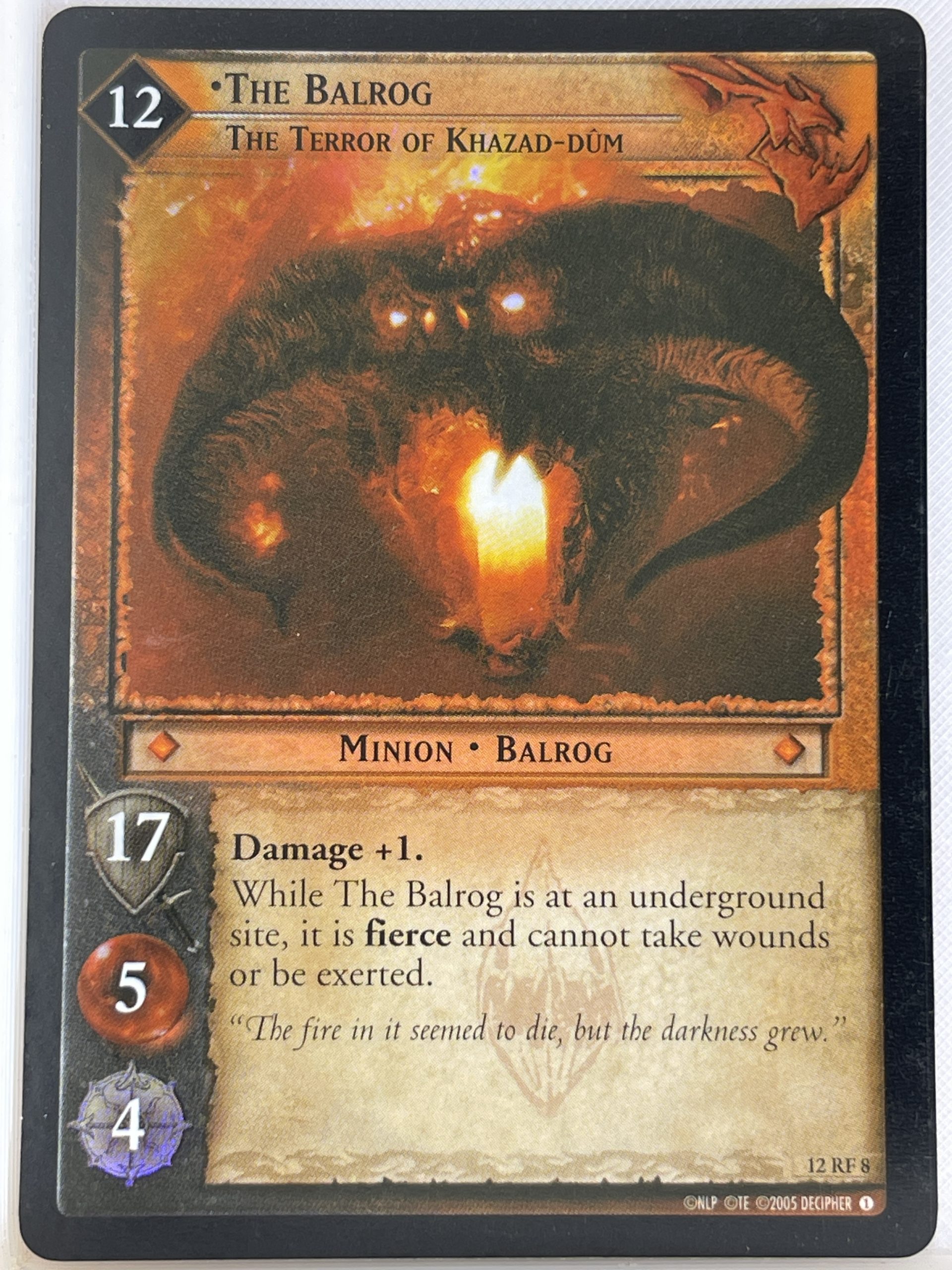 LORD OF THE RINGS TCG THE BLACK RIDER FOIL CARD 12RF8 THE BALROG ex