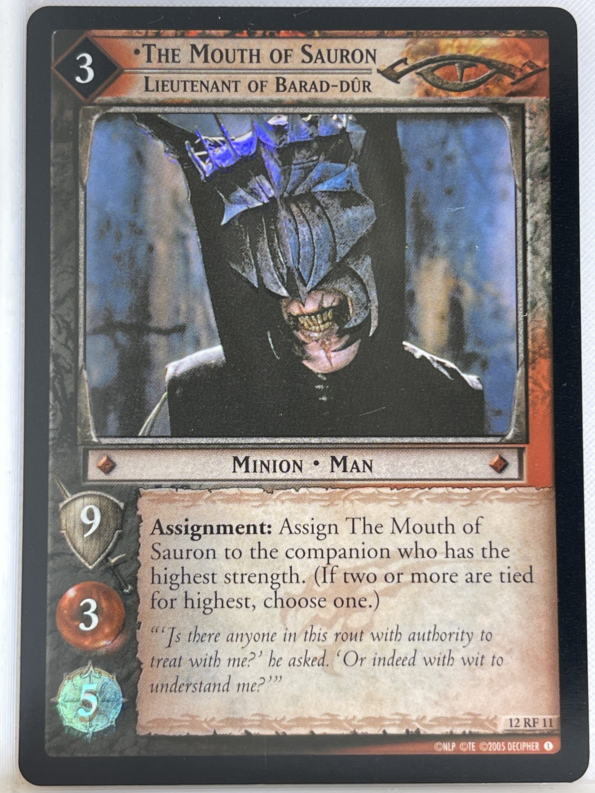 LORD OF THE RINGS TCG THE BLACK RIDER FOIL CARD 12RF11 THE MOUTH OF SAURON ex