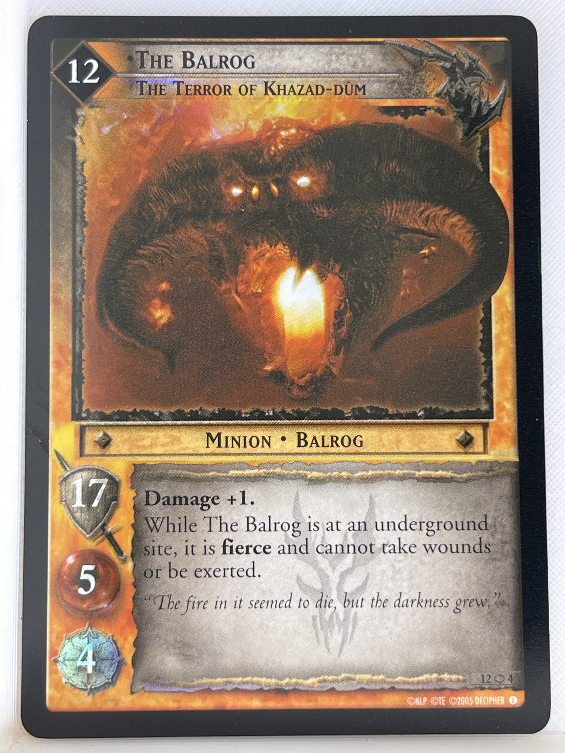 LORD OF THE RINGS TCG THE BLACK RIDER MASTERWORKS FOIL 12O4 THE BALROG ex