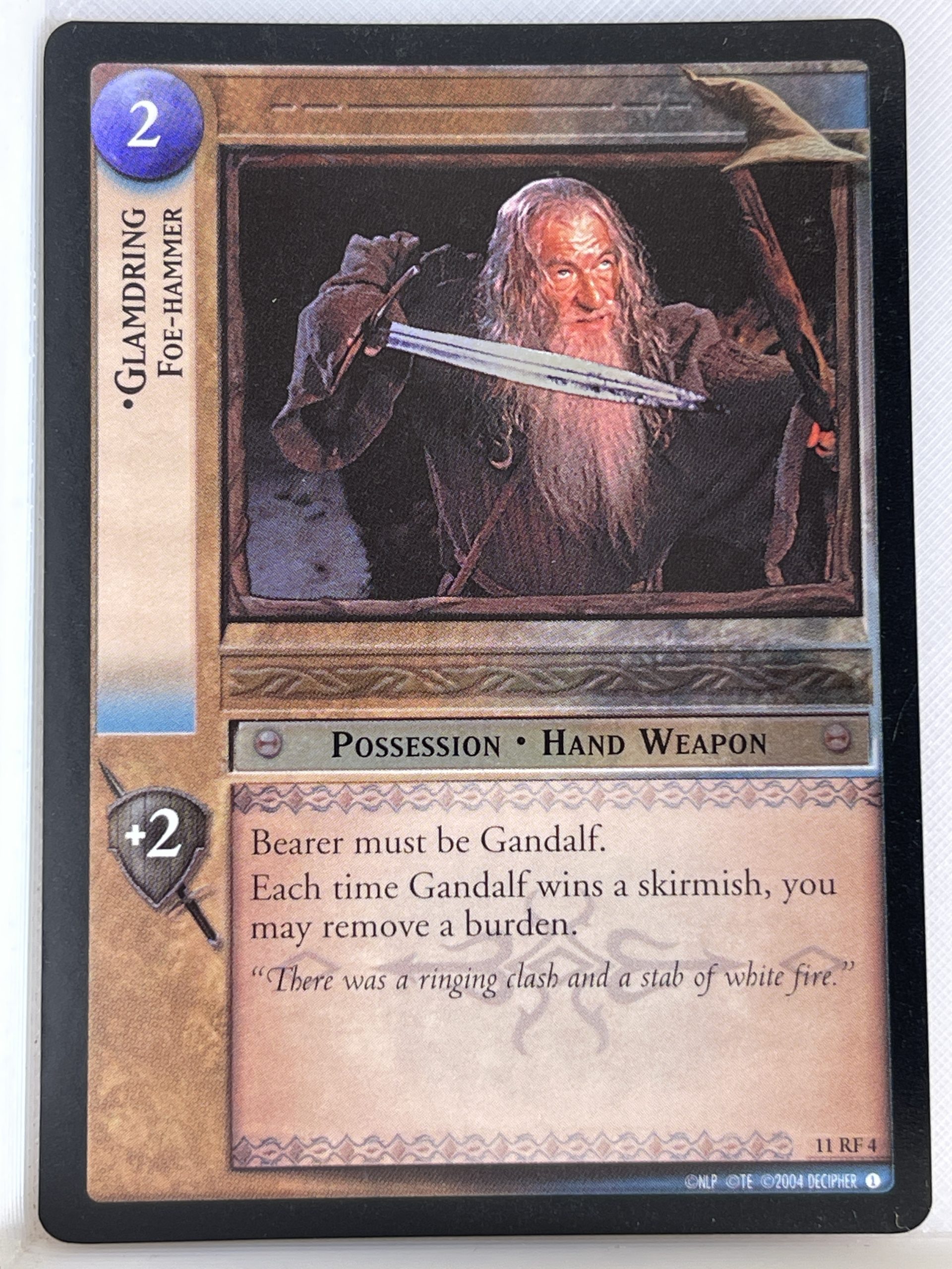 LORD OF THE RINGS TCG THE SHADOWS FOIL CARD 11RF4 GLAMDRING ex