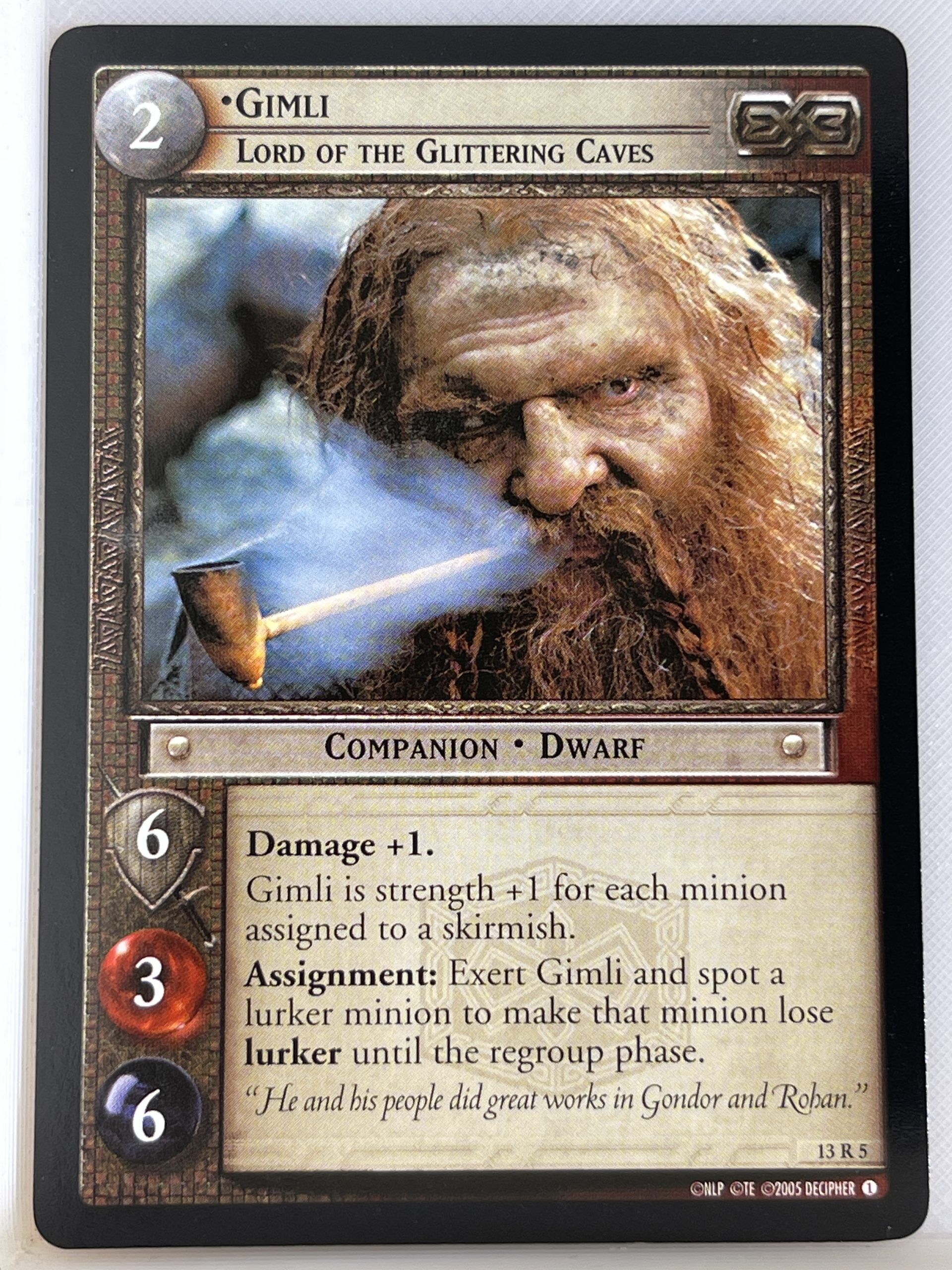 LORD OF THE RINGS TCG BLOODLINES RARE CARD 13R5 GIMLI ex