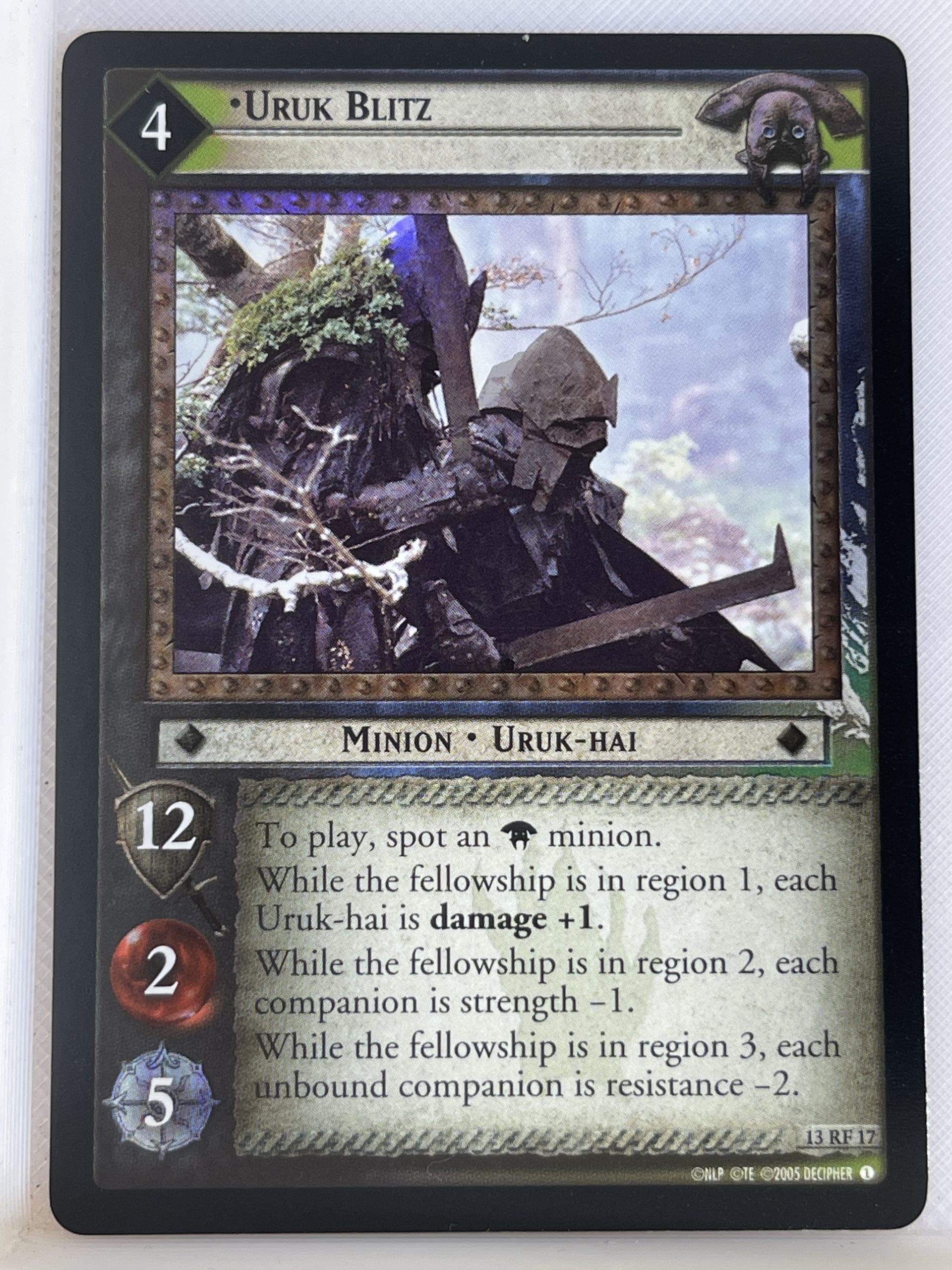 LORD OF THE RINGS TCG BLOODLINES FOIL CARD 13RF17 URUK BLITZ ex