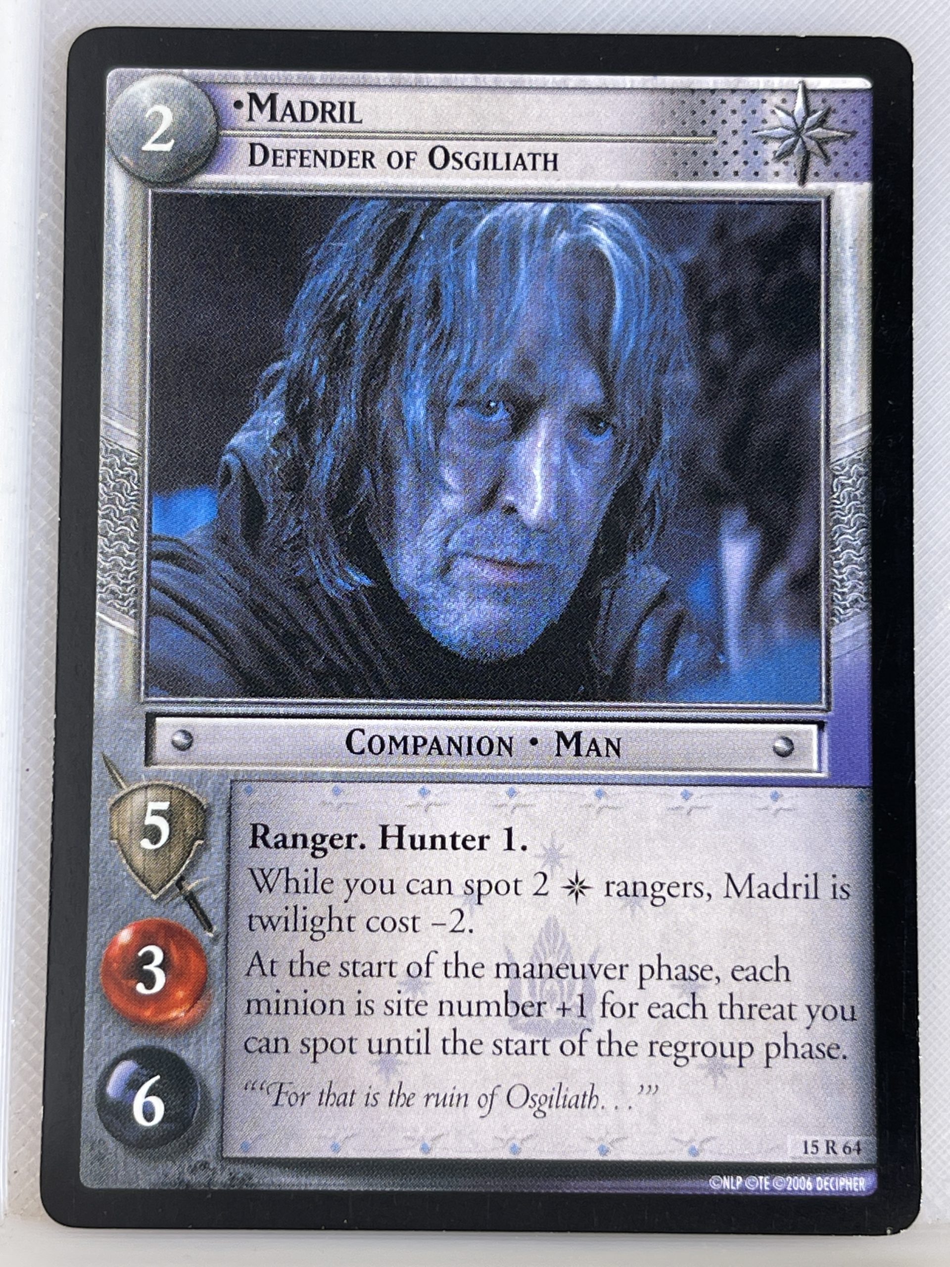 LORD OF THE RINGS TCG THE HUNTERS RARE CARD 15R64 MADRIL ex