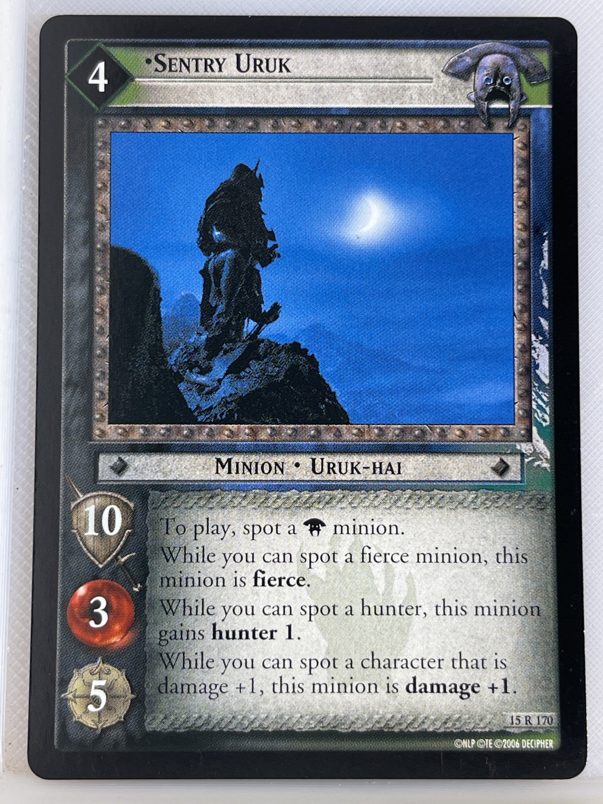 LORD OF THE RINGS TCG THE HUNTERS RARE CARD 15R170 SENTRY URUK ex