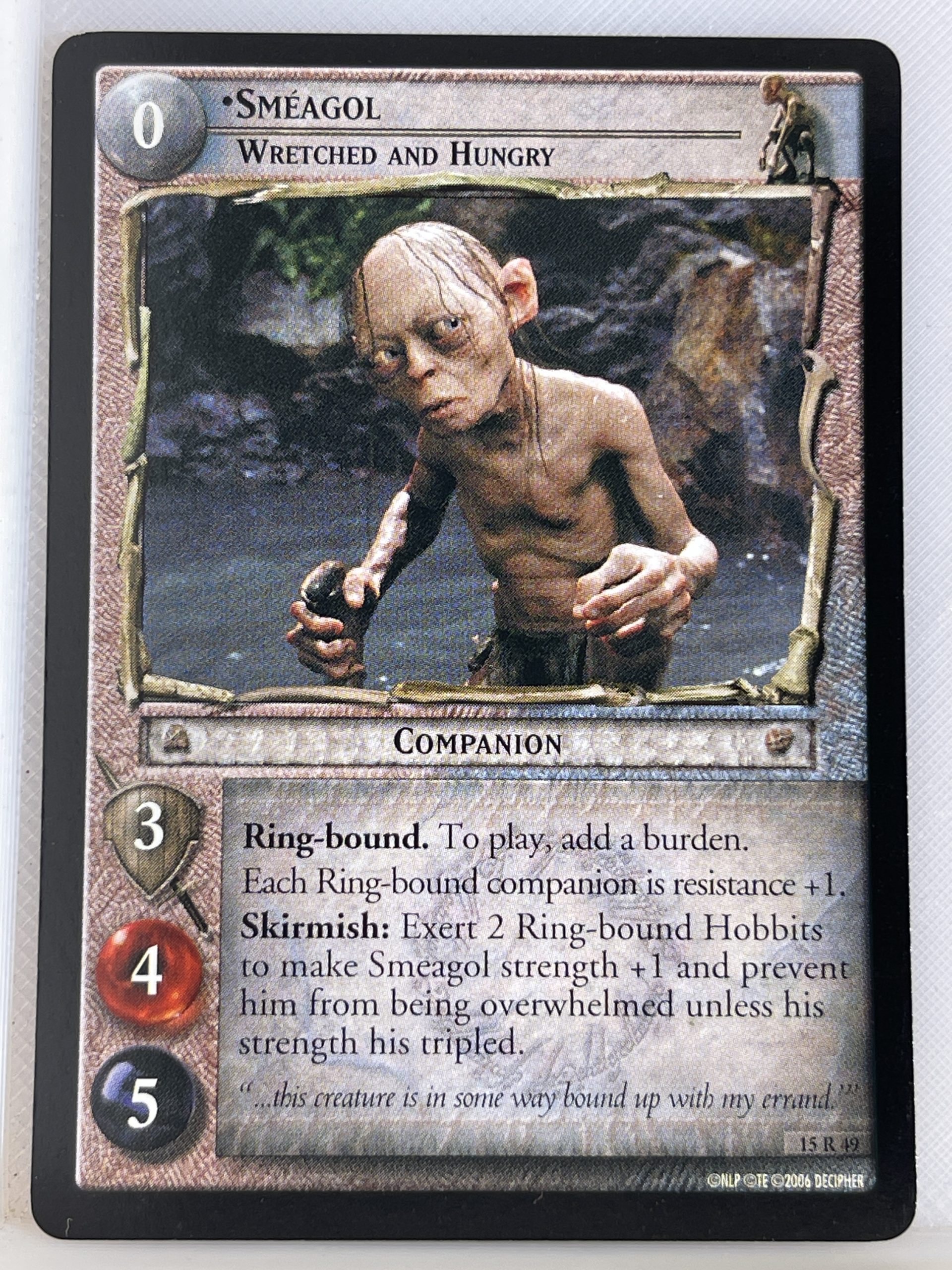 LORD OF THE RINGS TCG THE HUNTERS RARE CARD 15R49 SMEAGOL ex