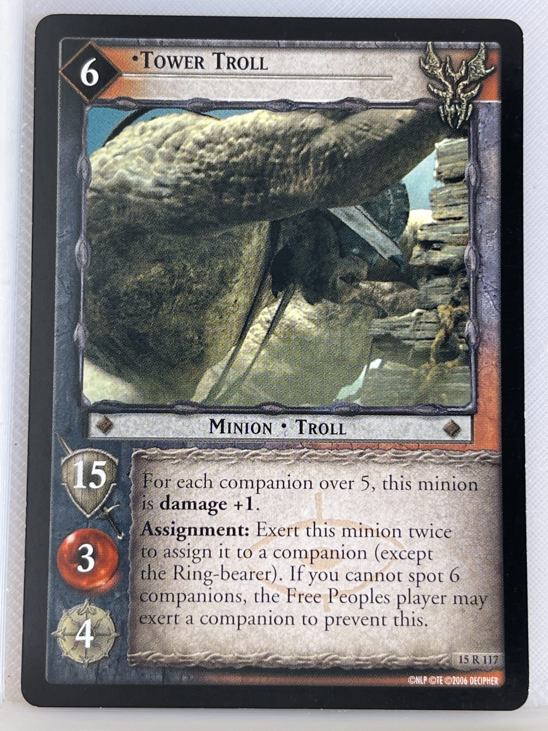 LORD OF THE RINGS TCG THE HUNTERS RARE CARD 15R117 TOWER TROLL ex