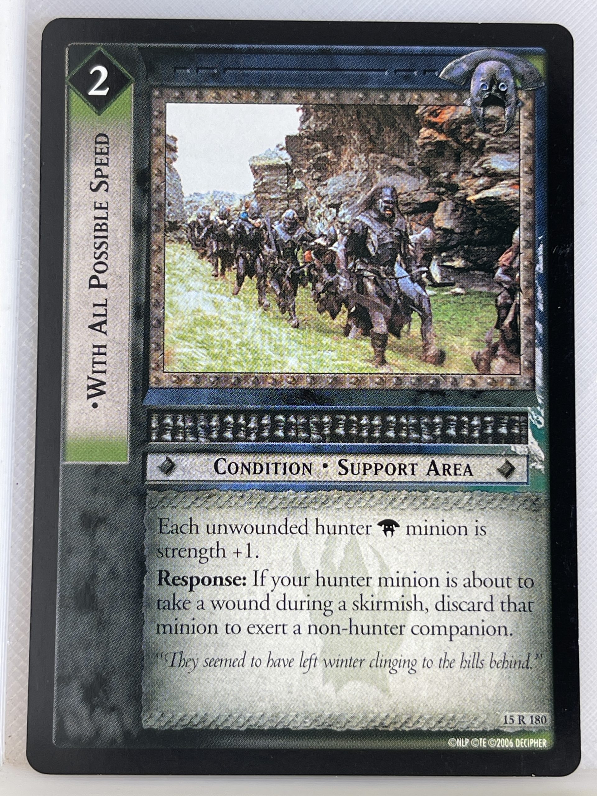 LORD OF THE RINGS TCG THE HUNTERS RARE CARD 15R180 WITH ALL POSSIBLE SPEED ex